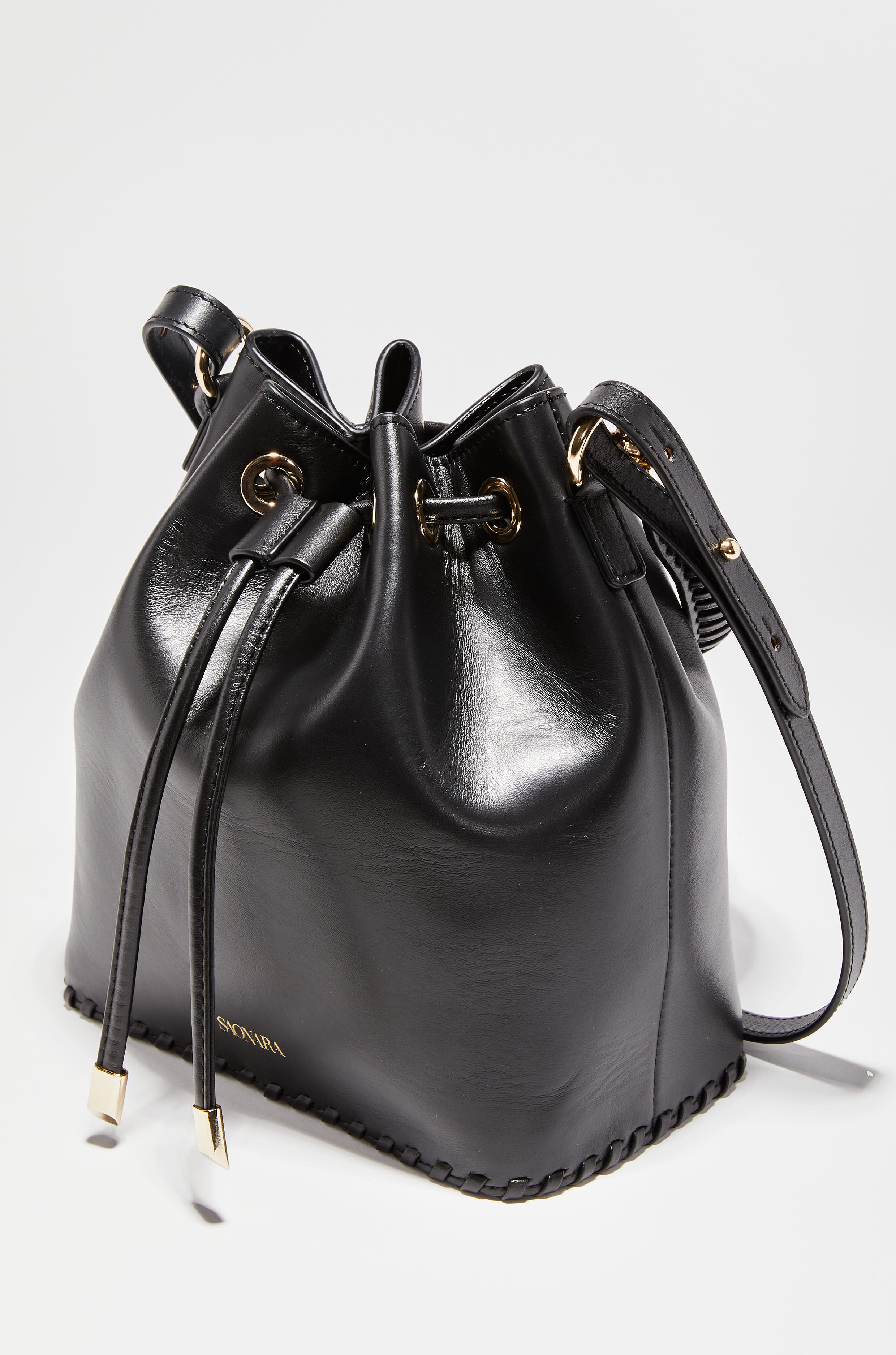 Bucket Bag Black Leather