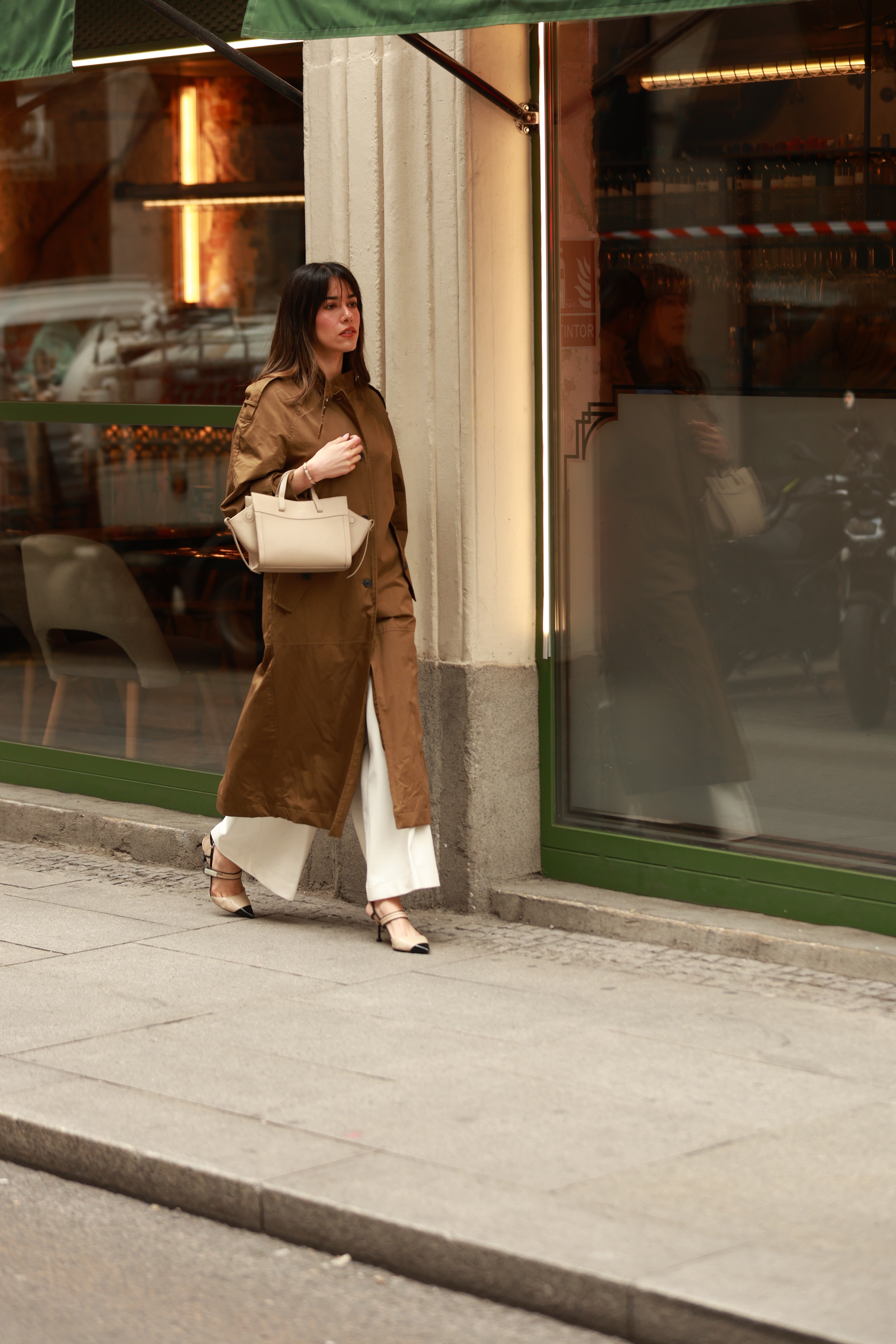 Mini Shopping Bag Taupe Leather