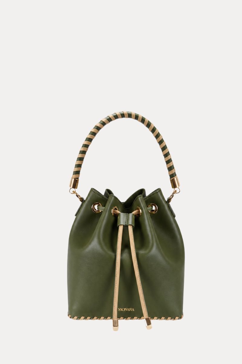 Bucket Bag Army/Cream Leather