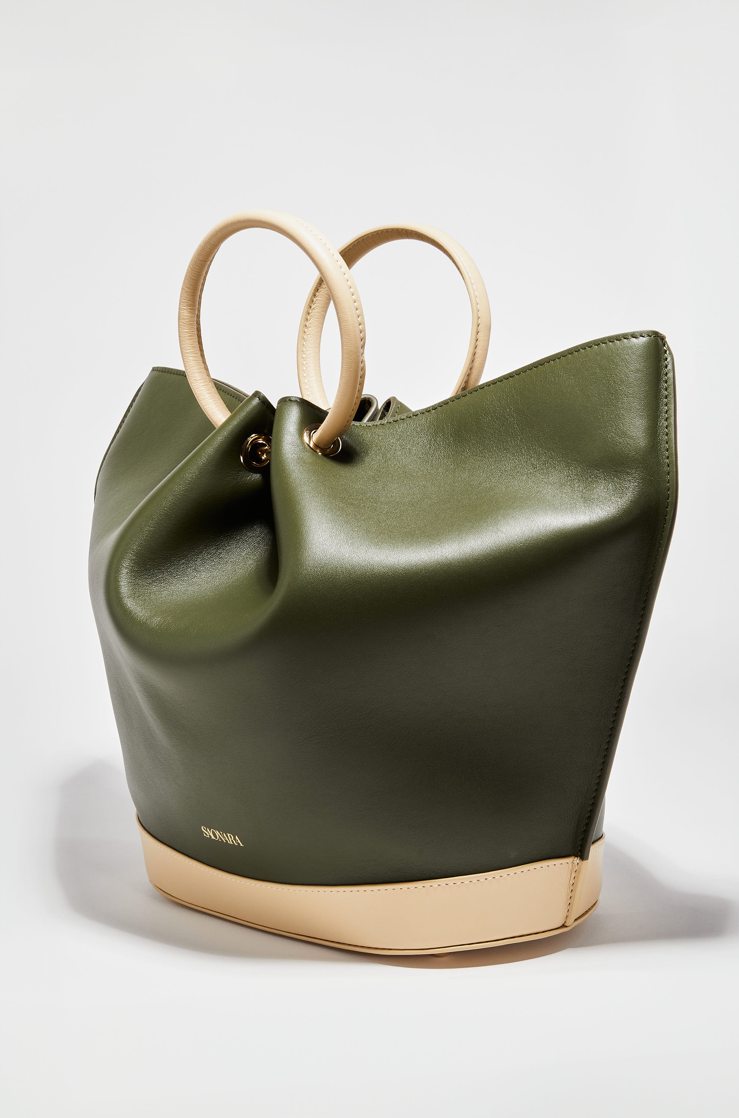 Capazo Bag Army/Cream Leather