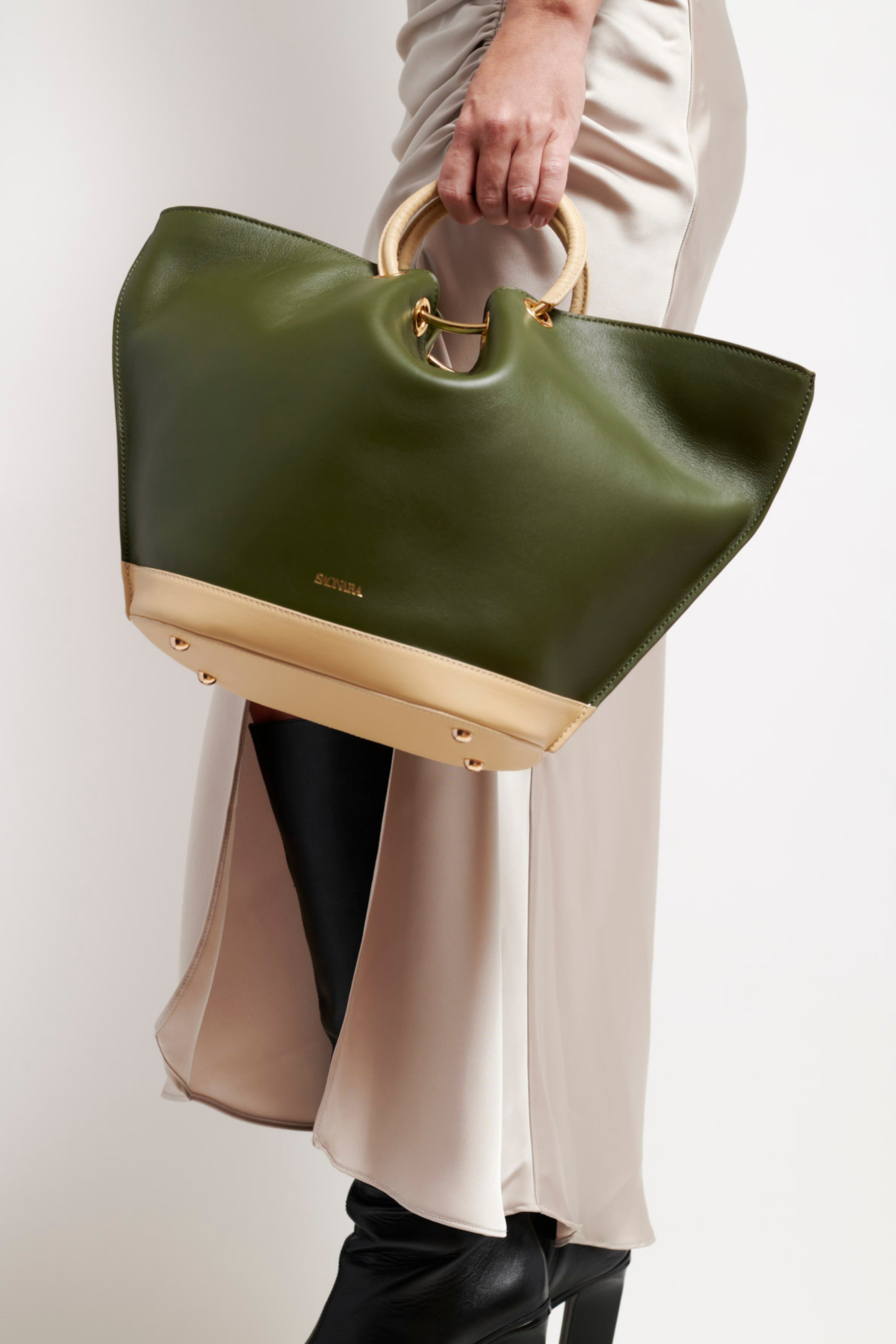 Capazo Bag Army/Cream Leather