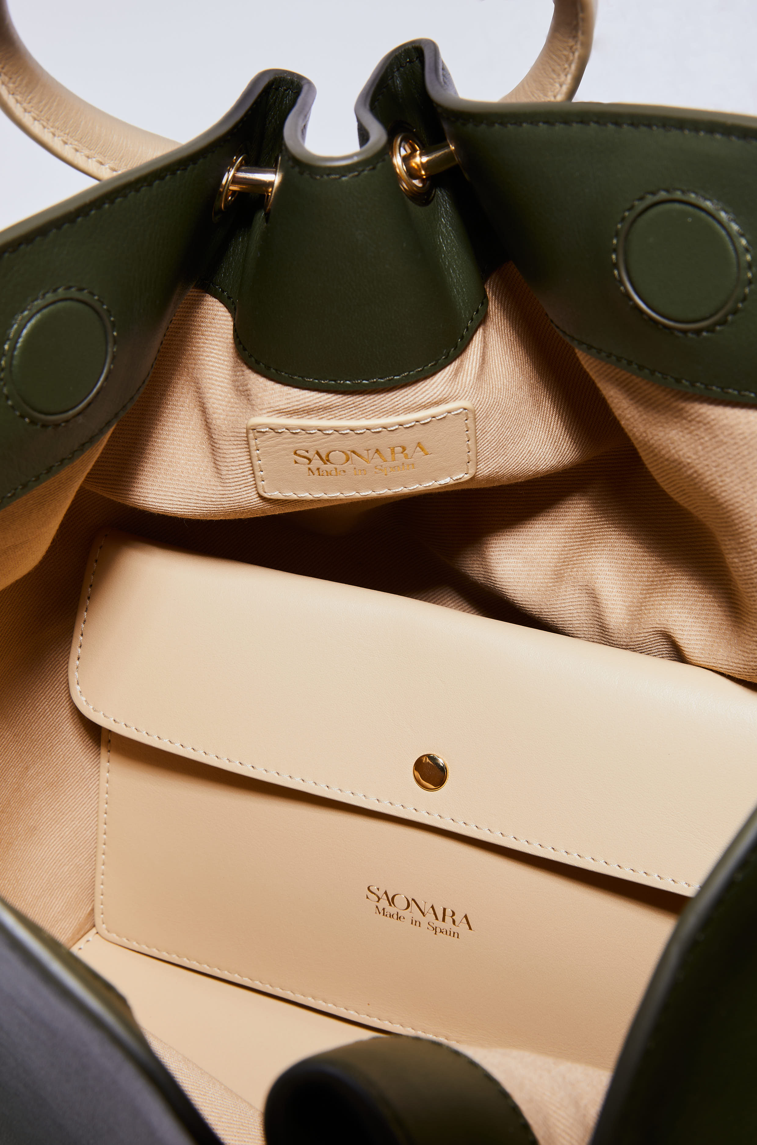 Capazo Bag Army/Cream Leather