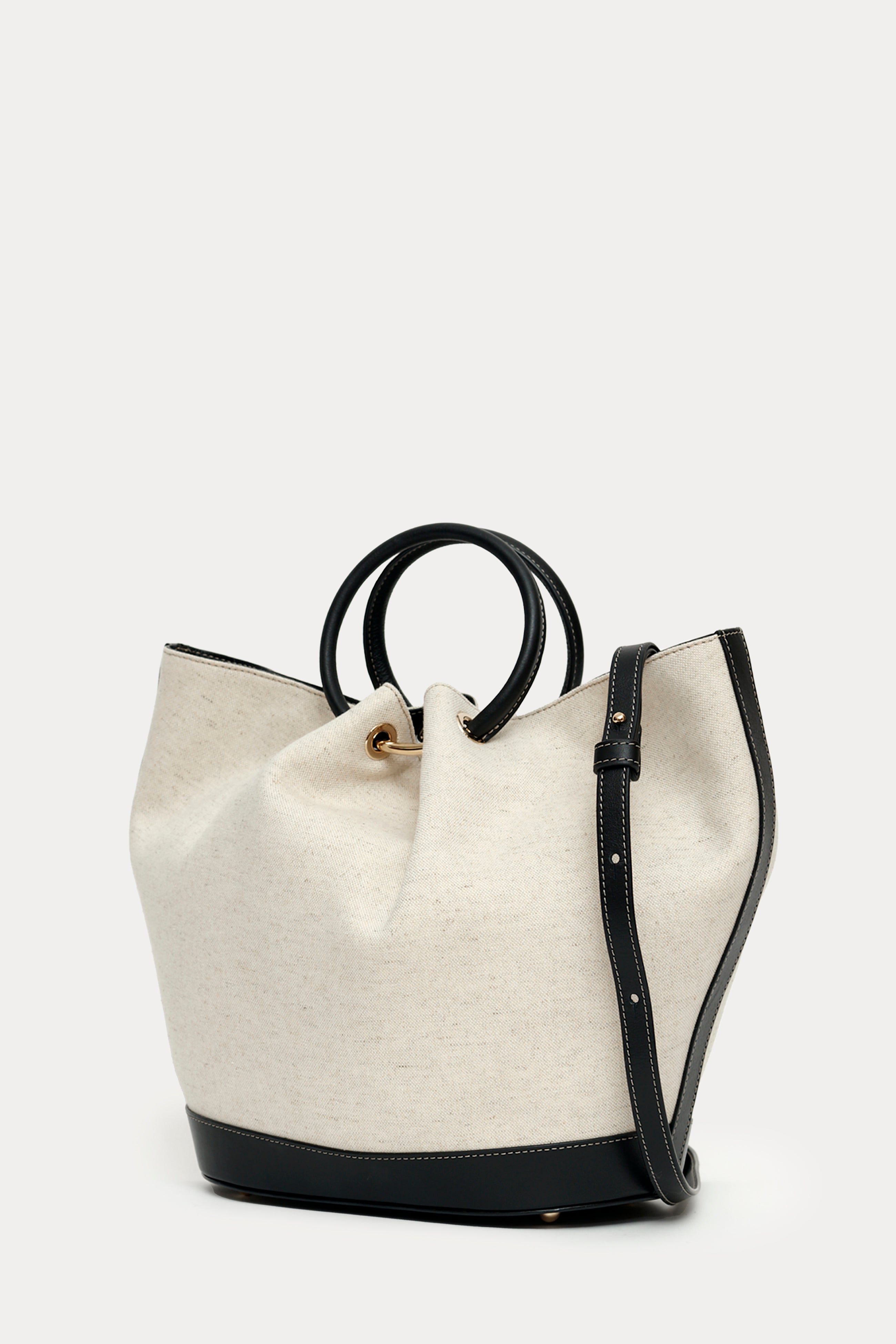 Capazo Bag Linen/Black Leather