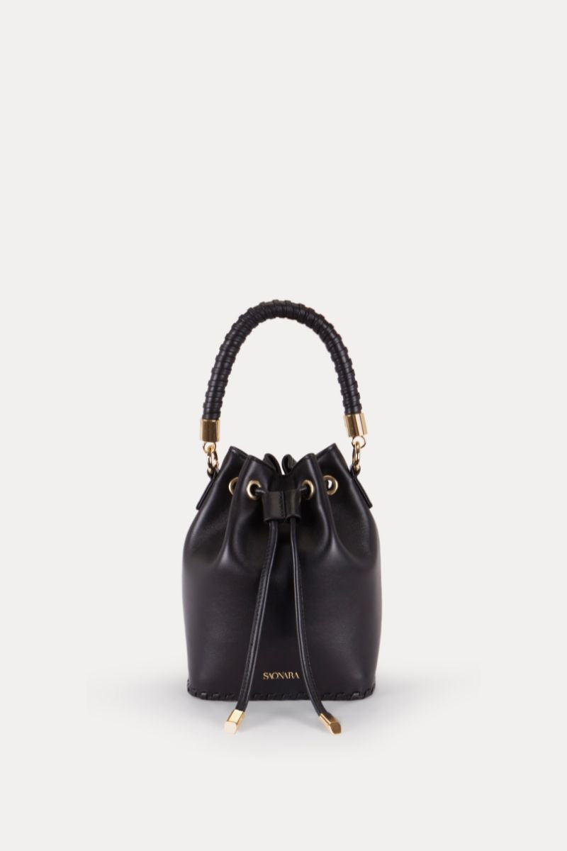 chain detail mini bucket backpack Mini Bucket Bag Black Leather