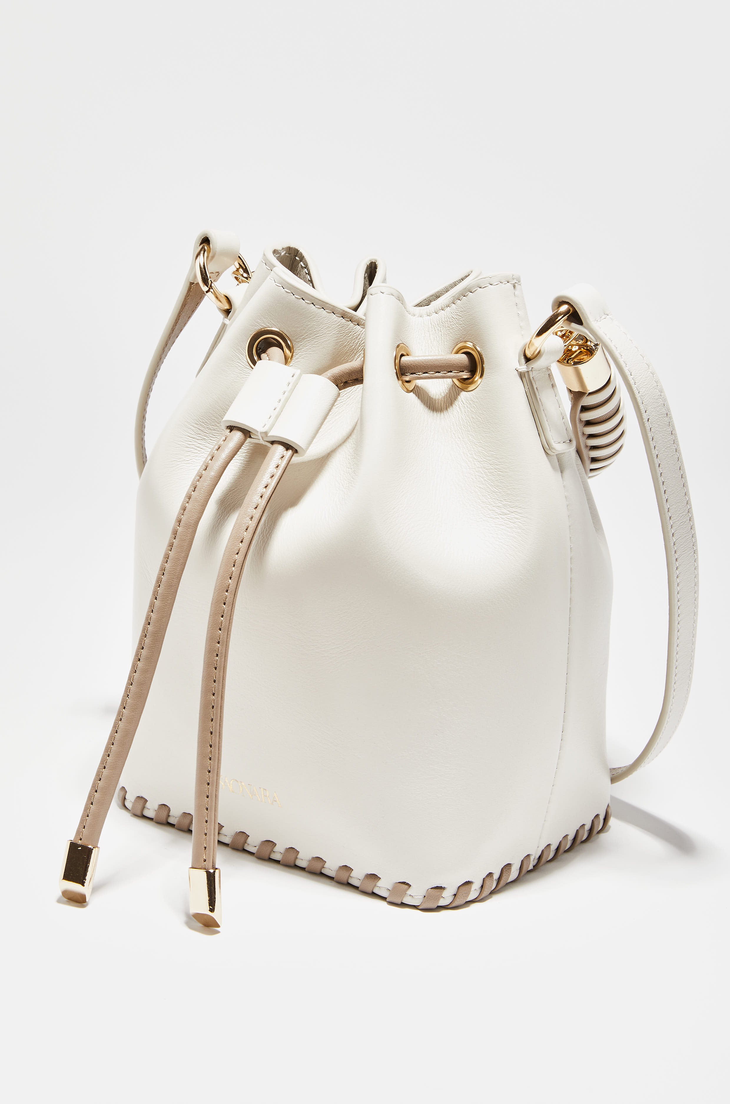 Mini Bucket Bag Ivory Leather