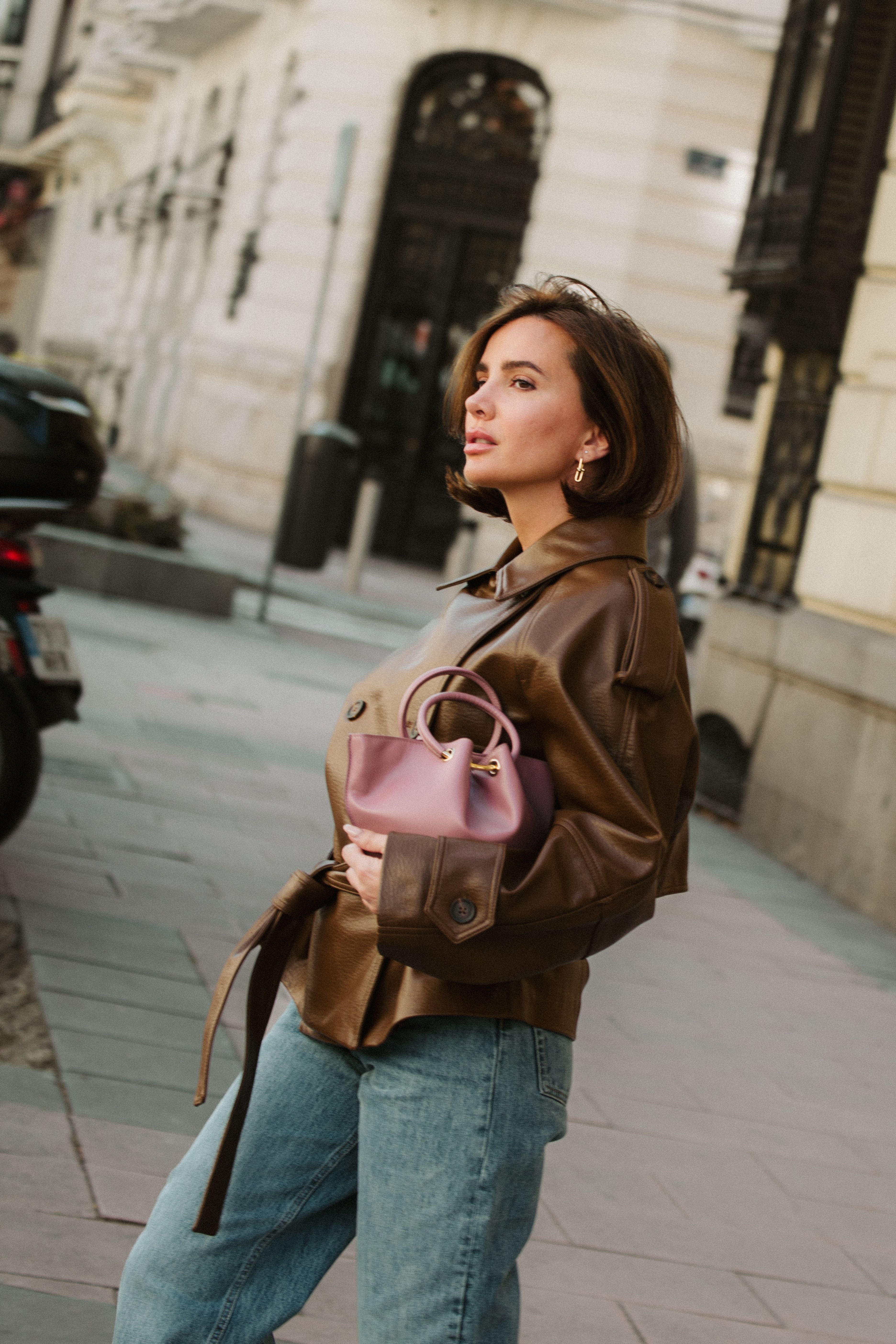 Mini Capazo Bag Rosae Leather
