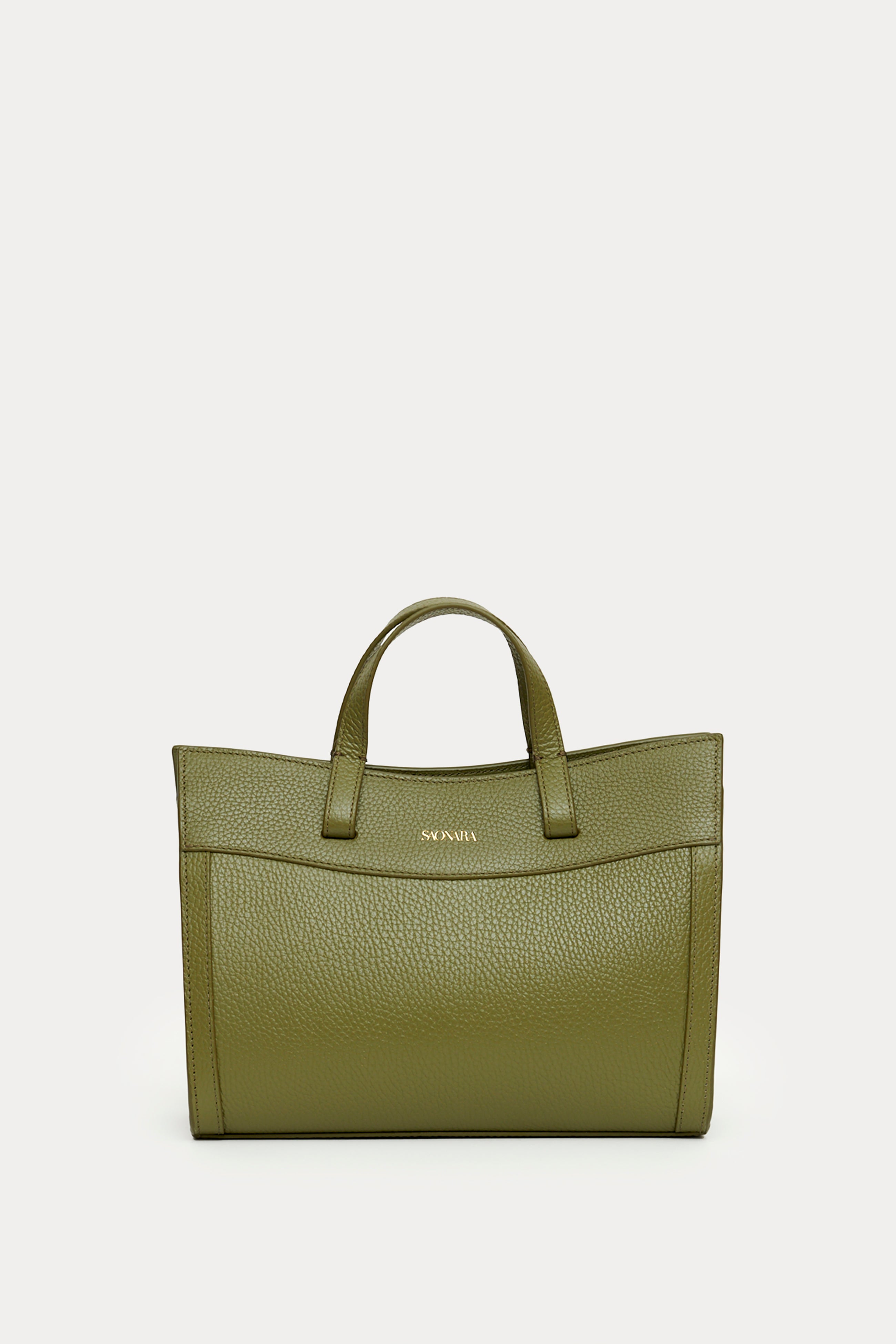 Mini Shopping Bag Khaki Leather