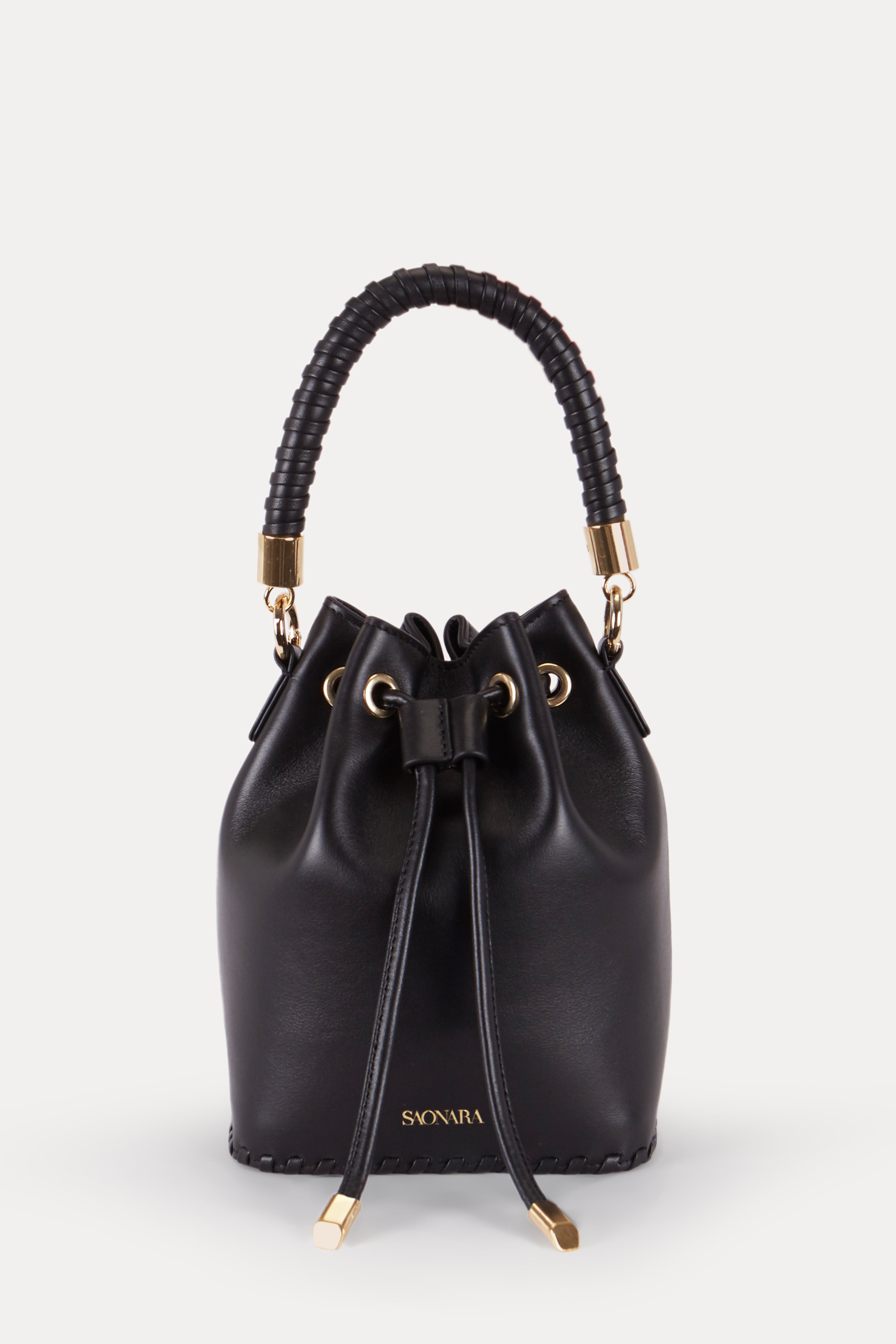 SAONARA MINI BUCKET BLACK LEATHER