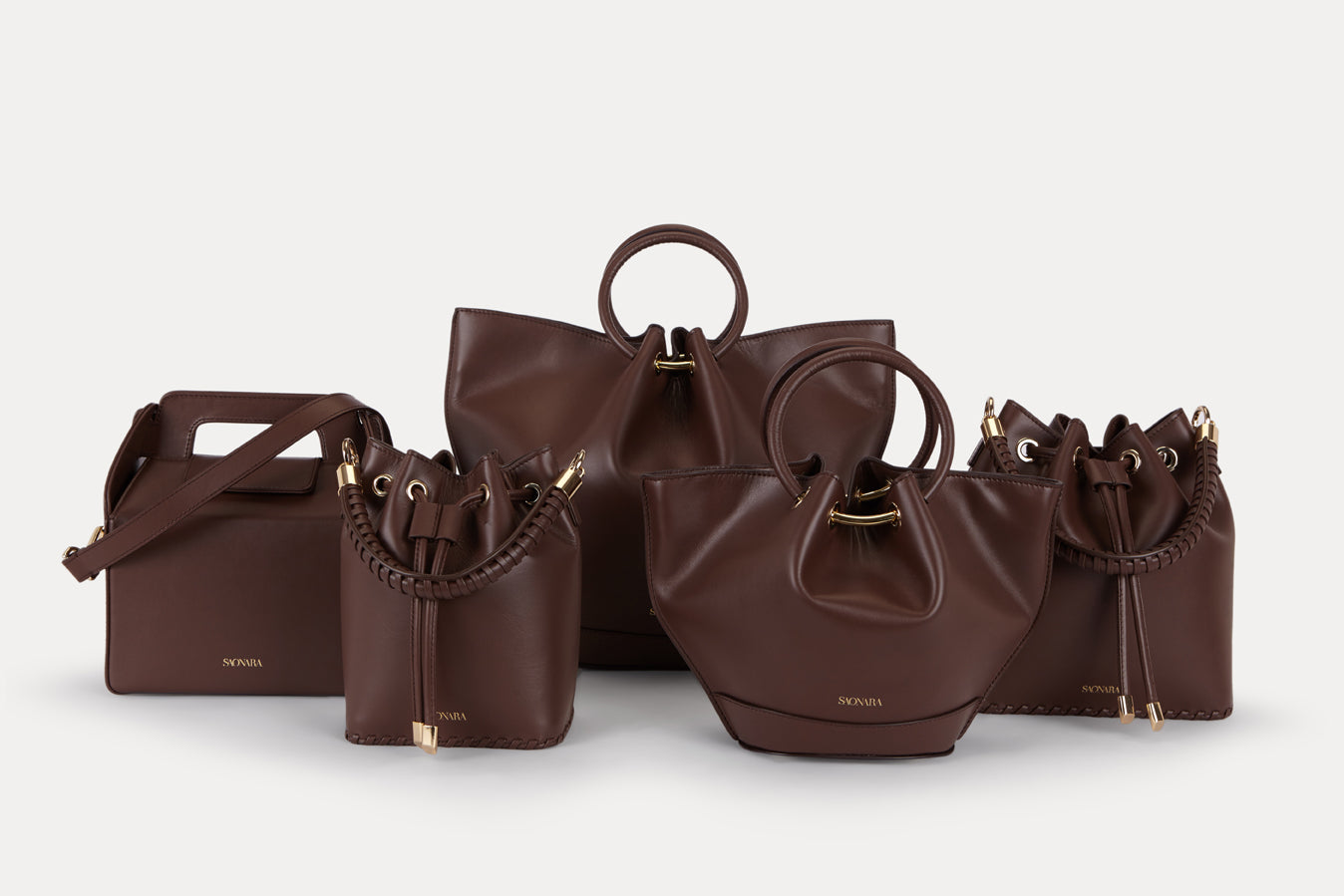 SAONARA MINI BUCKET CHOCOLAT LEATHER
