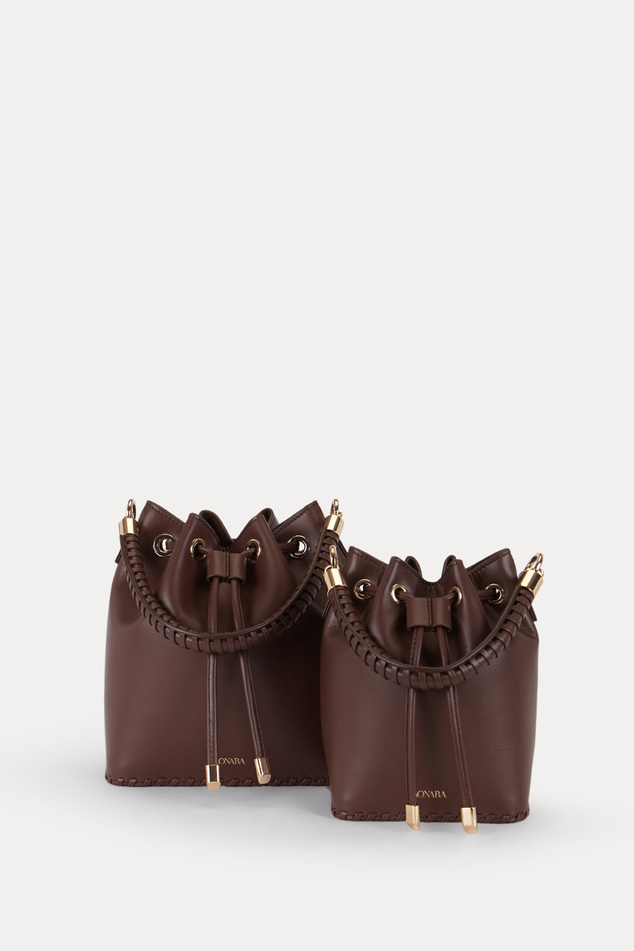SAONARA MINI BUCKET CHOCOLAT LEATHER