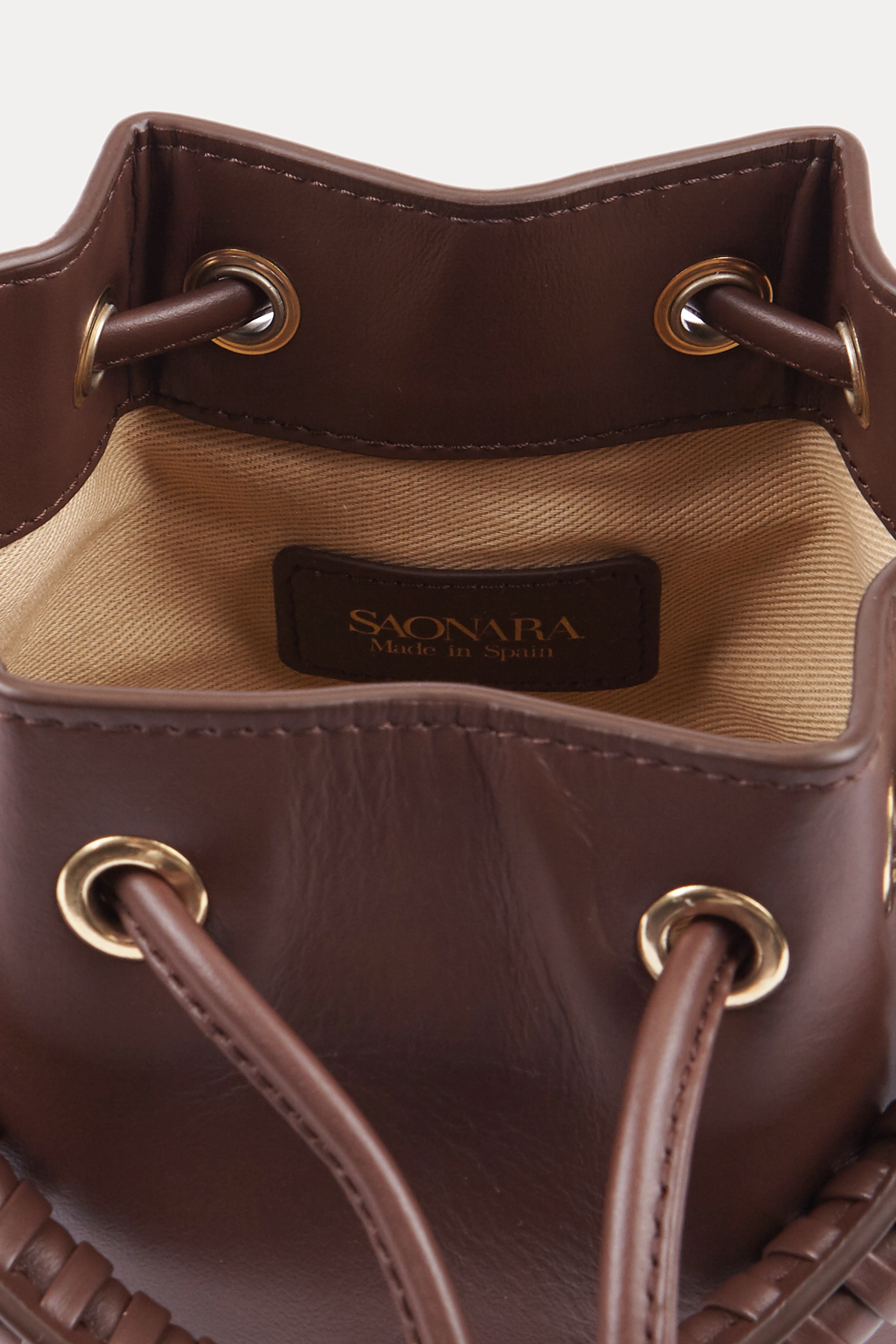 SAONARA MINI BUCKET CHOCOLAT LEATHER