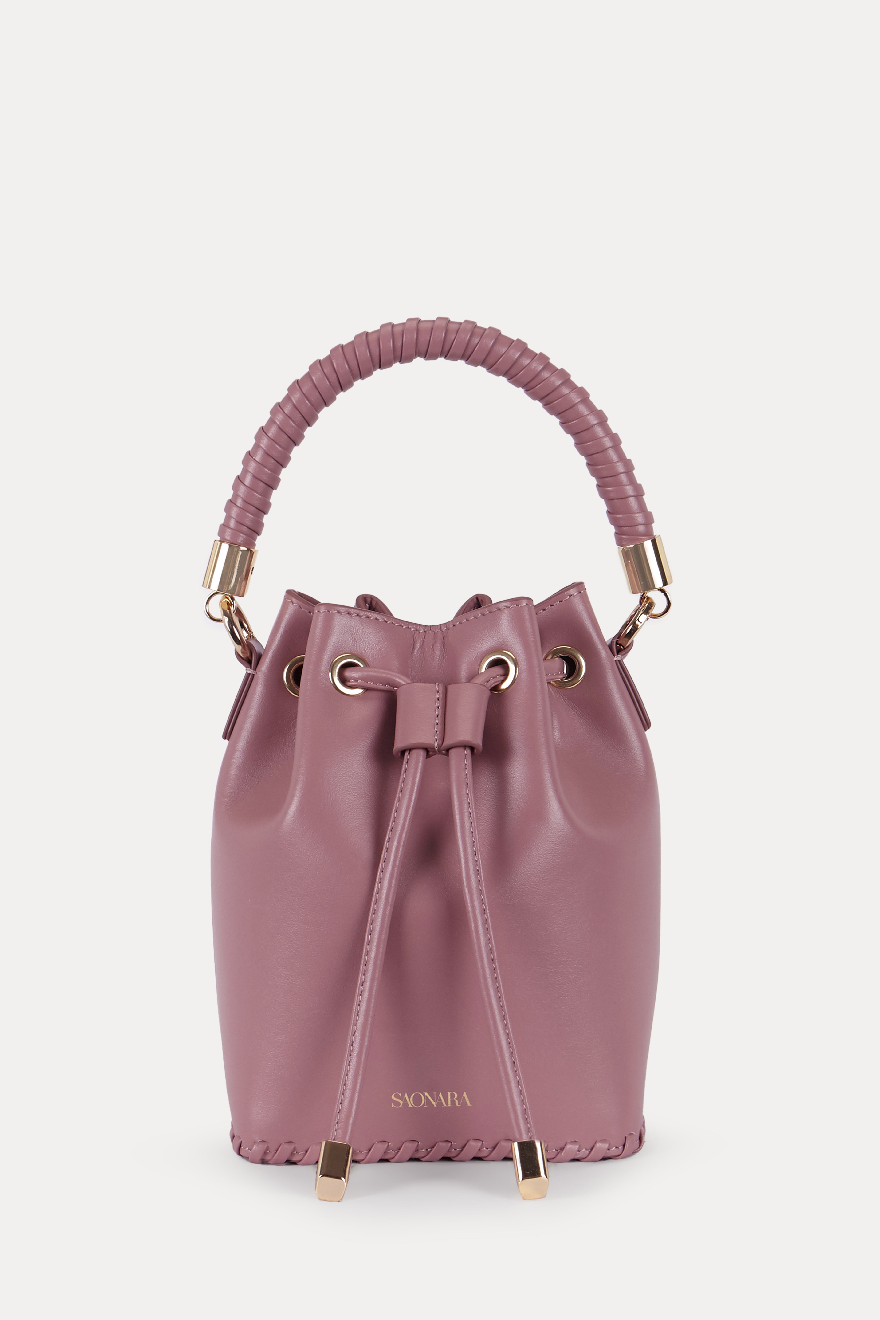 SAONARA MINI BUCKET BERRY LEATHER