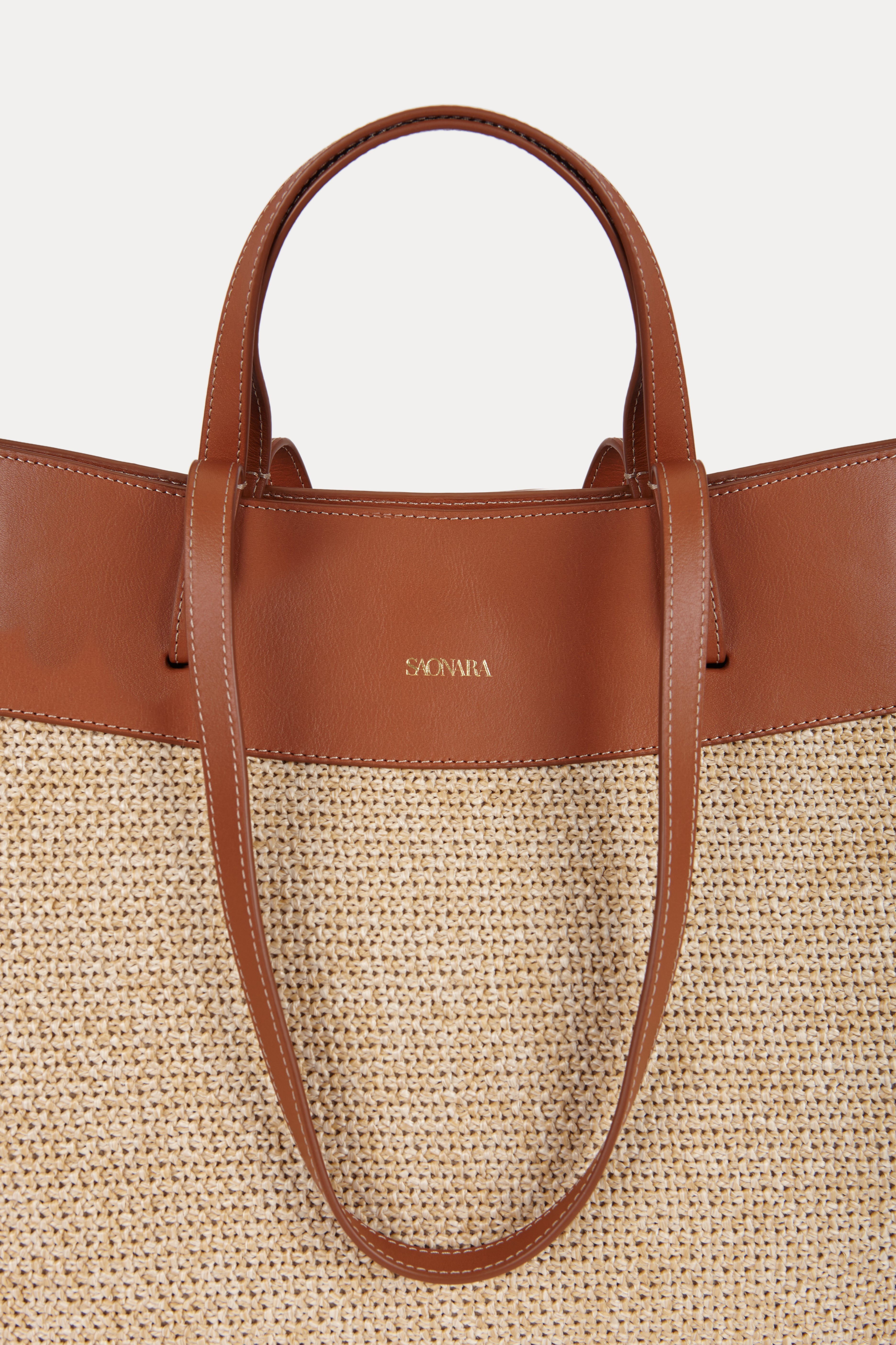 Shopping Bag Caramel Raffia/Leather