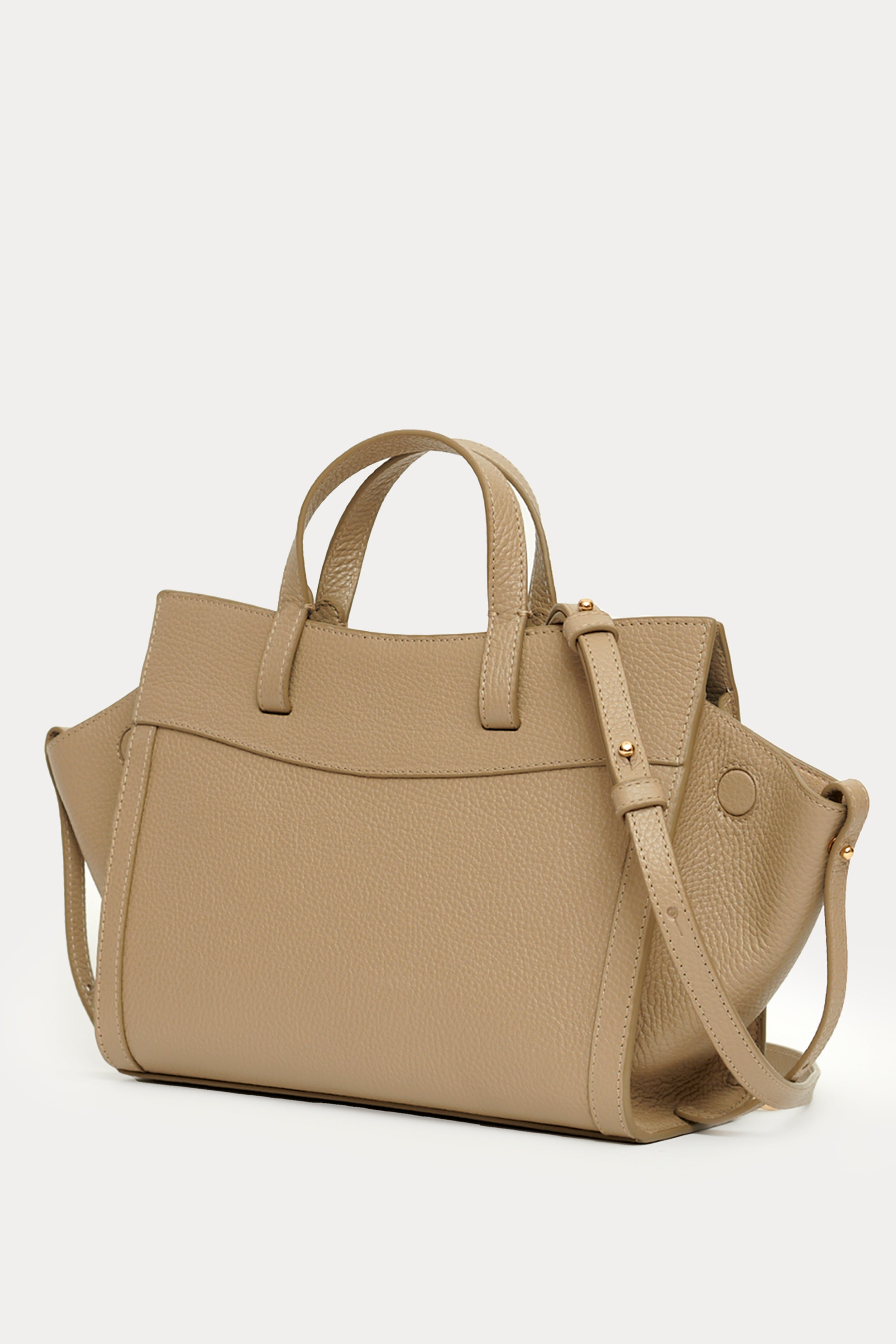 Mini Shopping Bag Taupe Leather