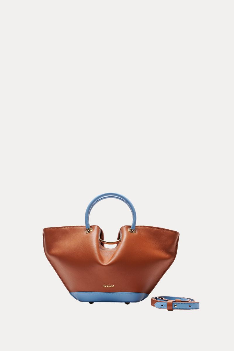 Mini Capazo Bag Blue Sky/Caramel Leather