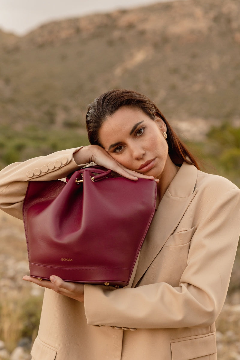 Capazo Bag Berry Leather