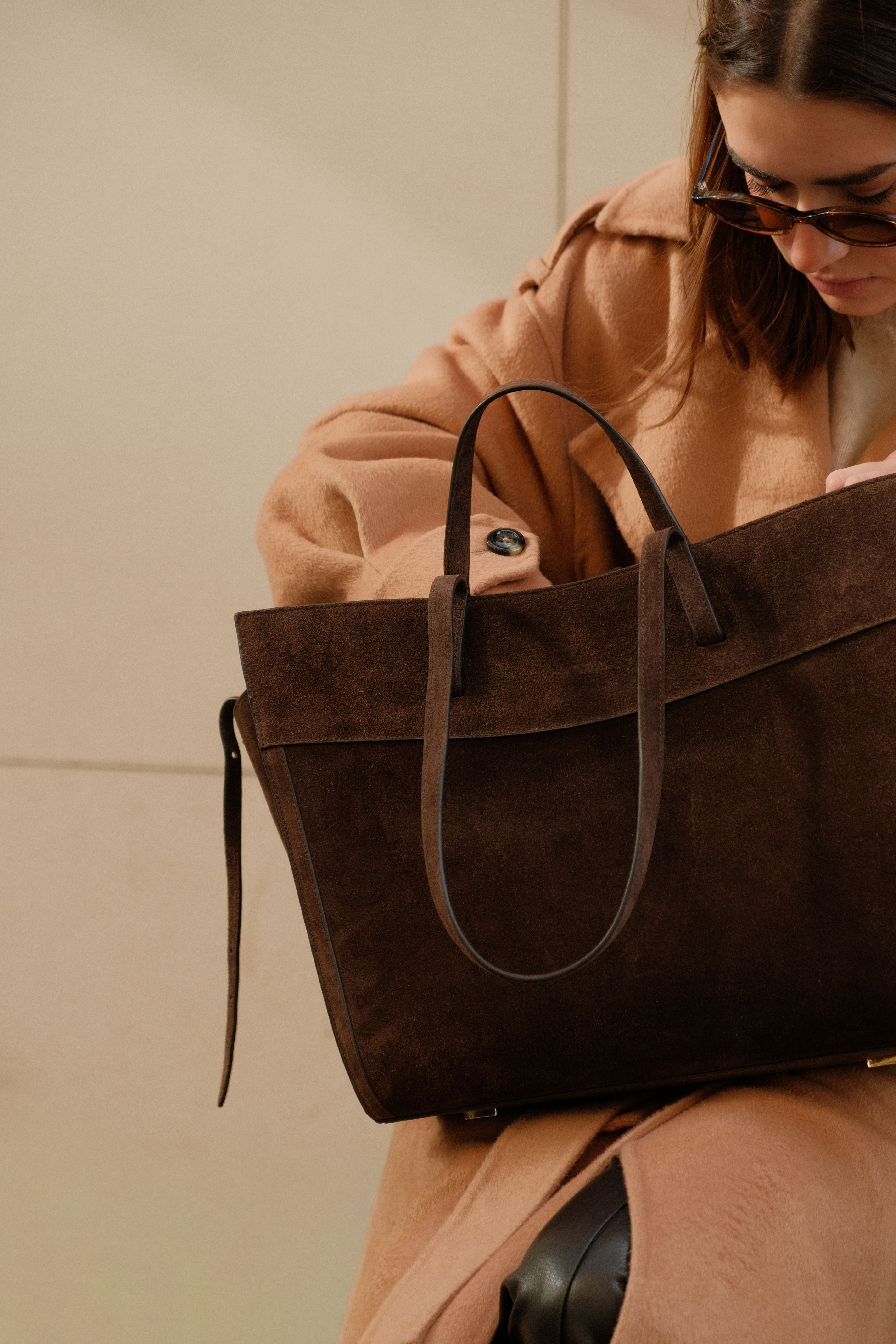 Shopping Bag Chocolat Suede