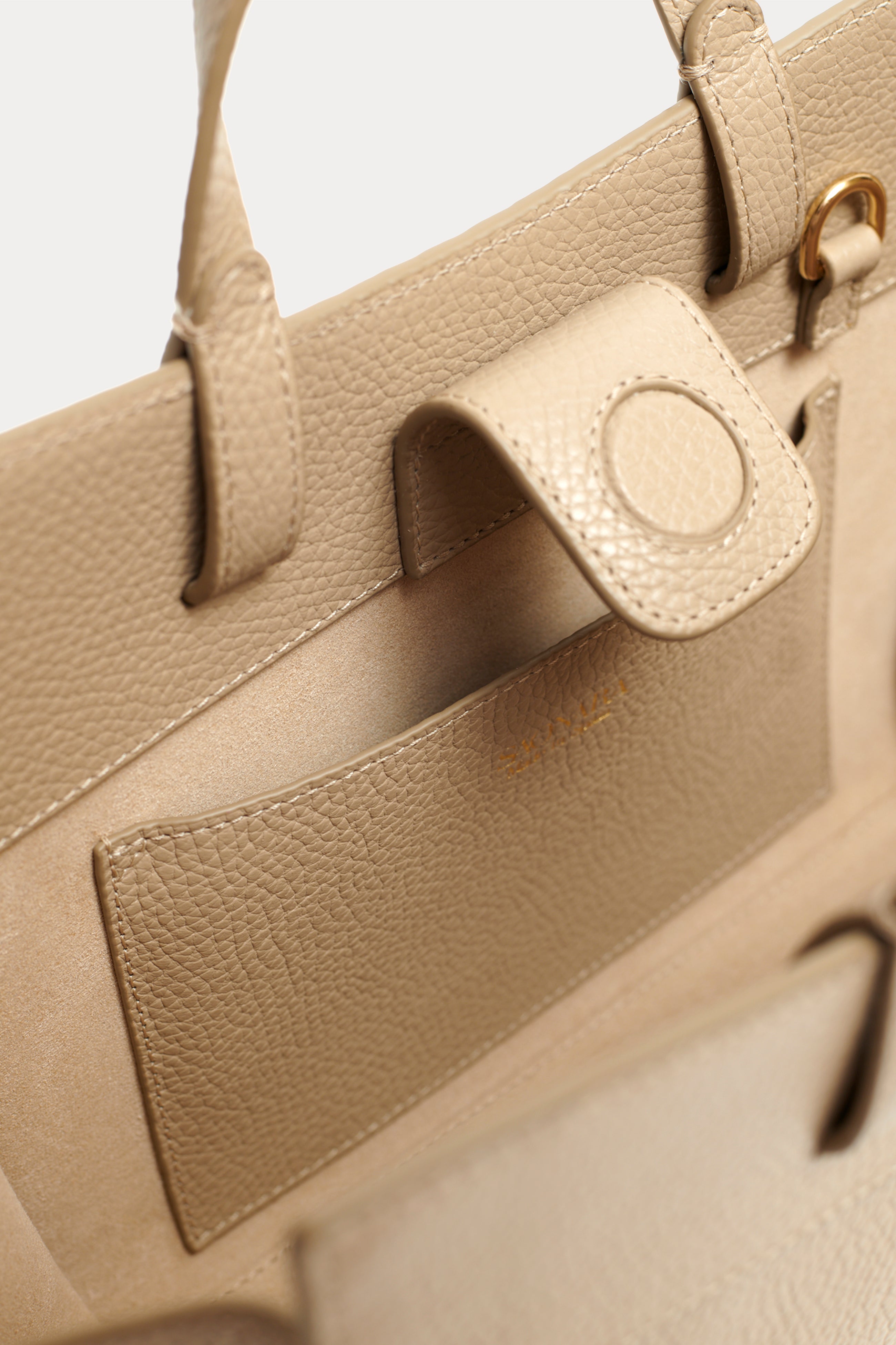 Mini Shopping Bag Taupe Leather