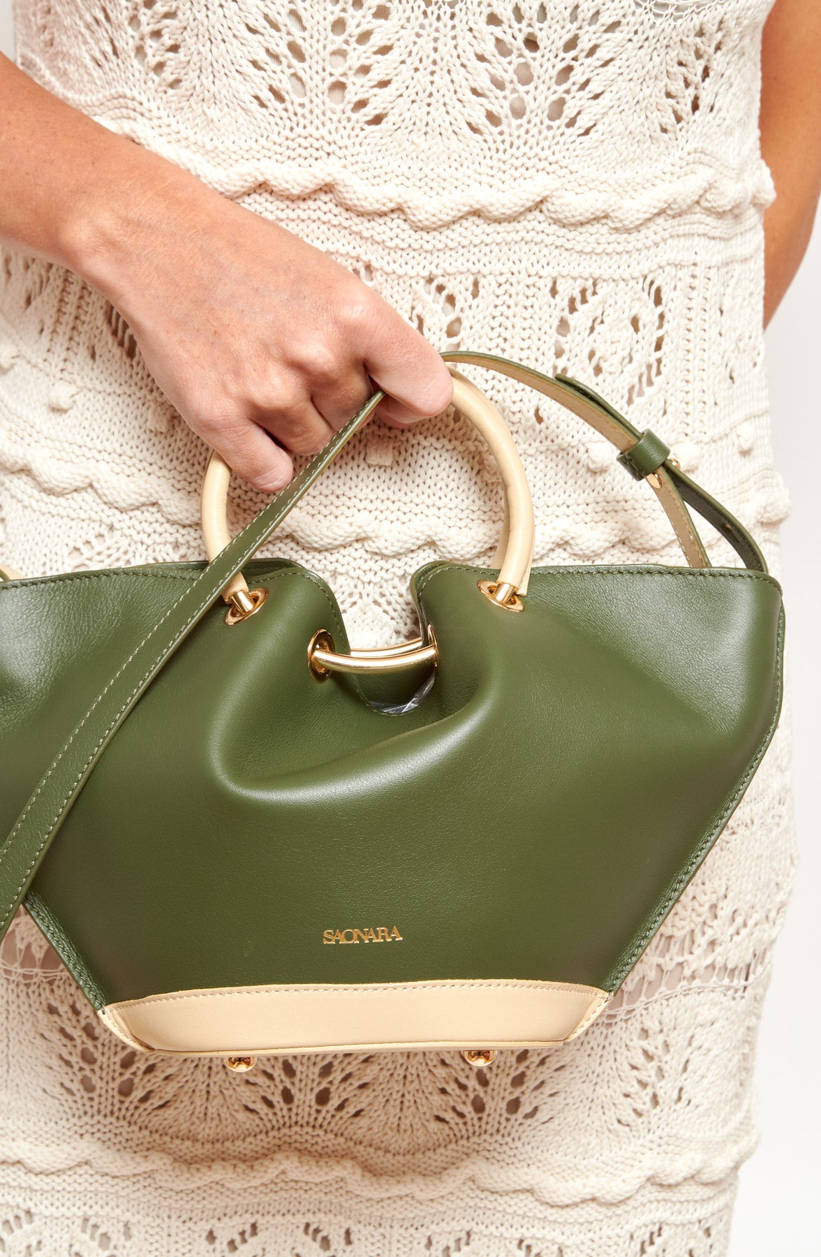 SAONARA MINI CAPAZO GREEN ARMY/CREAM LEATHER
