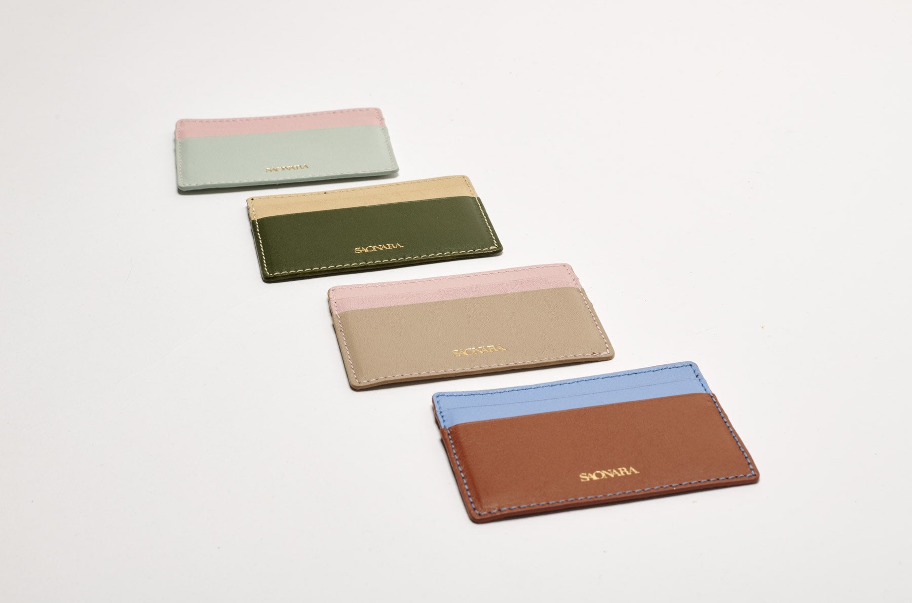 CARD HOLDER TAUPE/PEONY LEATHER