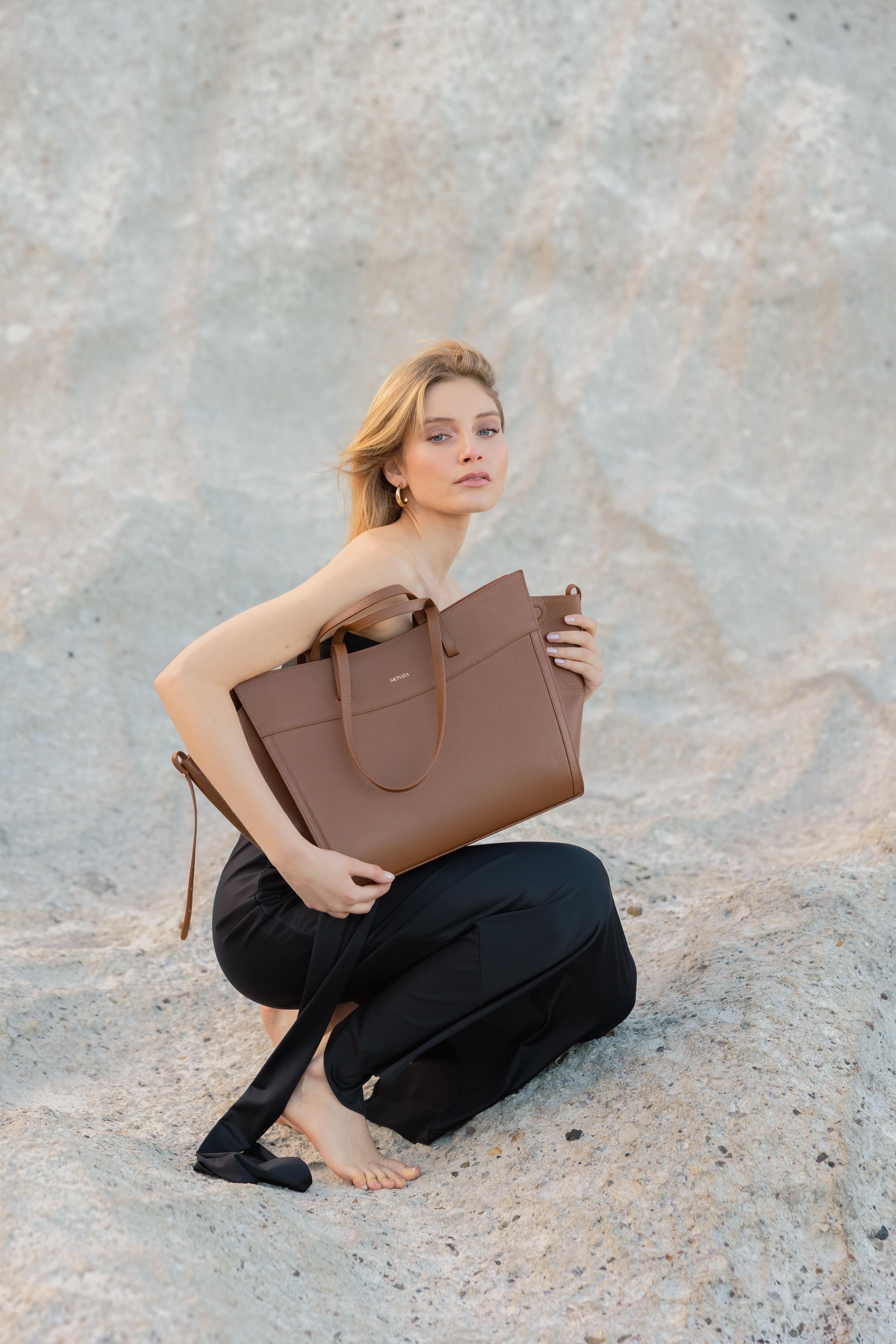 SAONARA SHOPPING BAG MOKA LEATHER