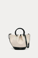 Mini Capazo Bag Linen/Black Leather