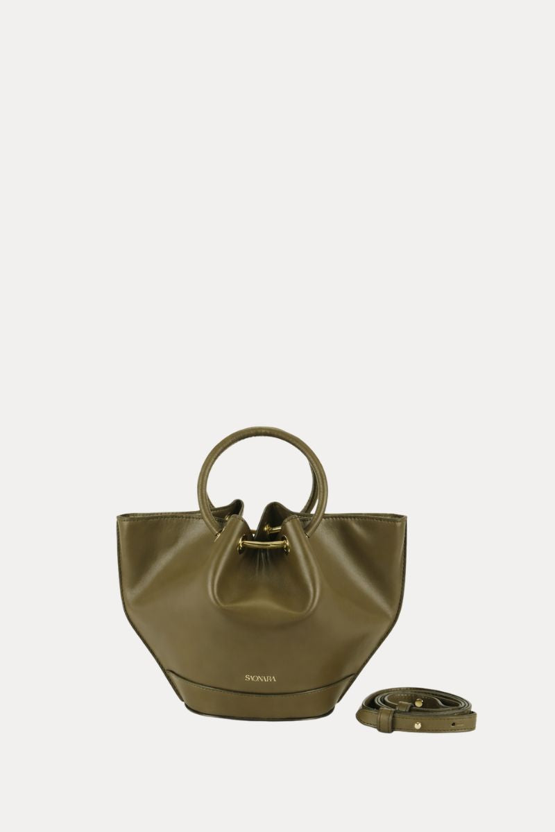 Mini Capazo Bag Khaki Leather