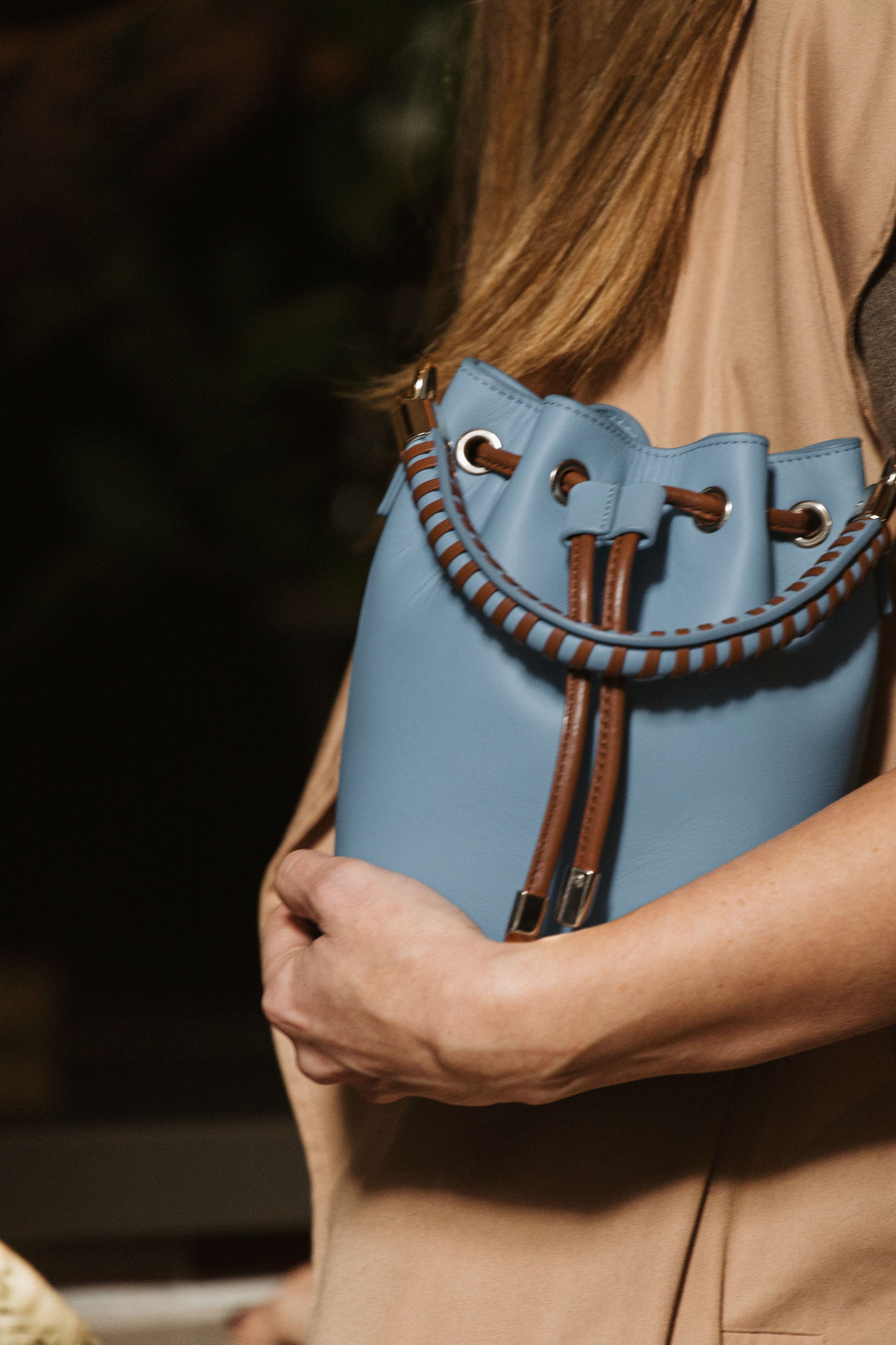 Mini Bucket Bag Blue Sky/Caramel Leather (Limited Edition)