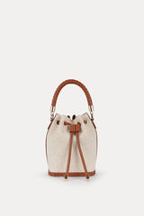 Mini Bucket Bag Linen/Caramel Leather