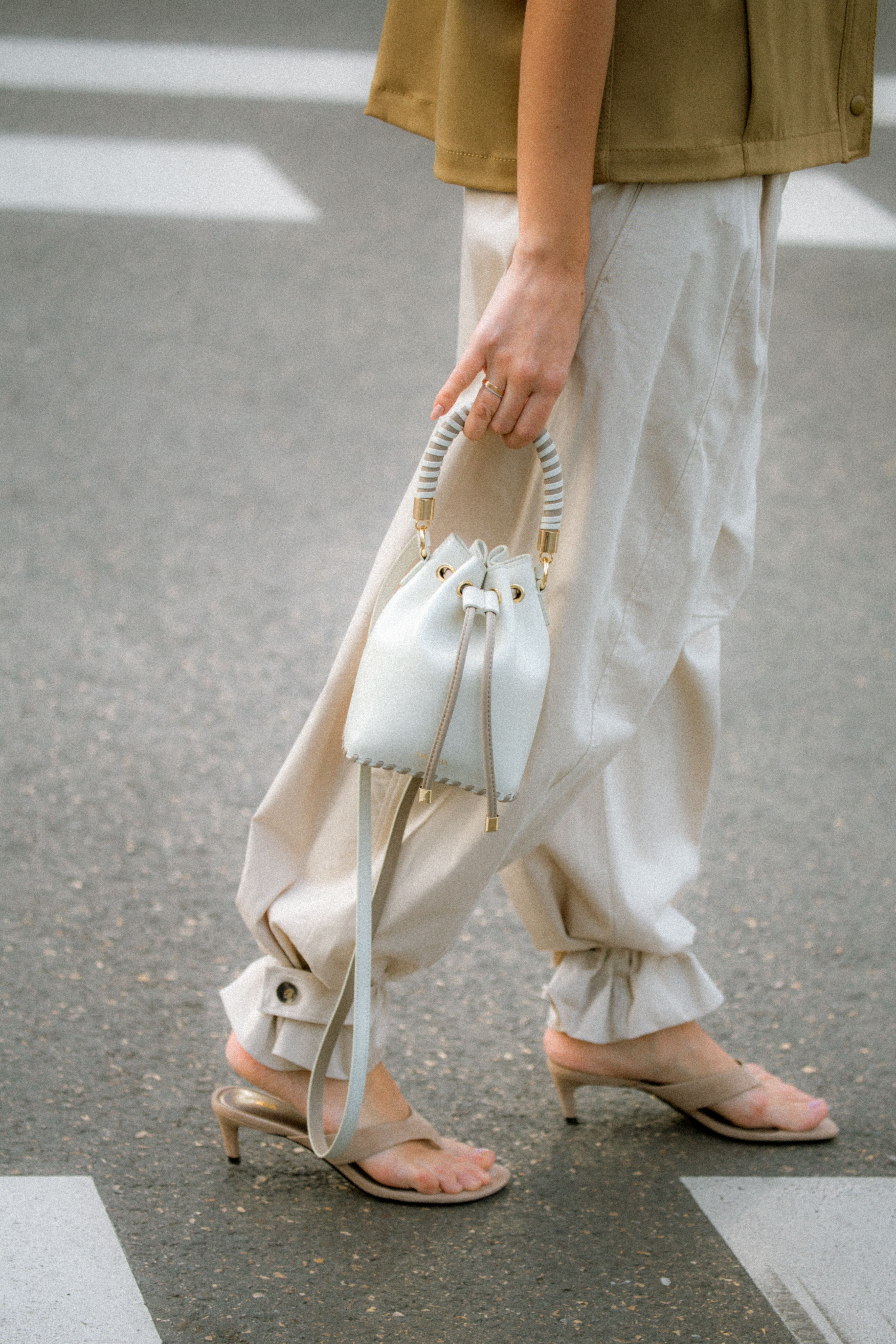Mini Bucket Bag Ivory Leather