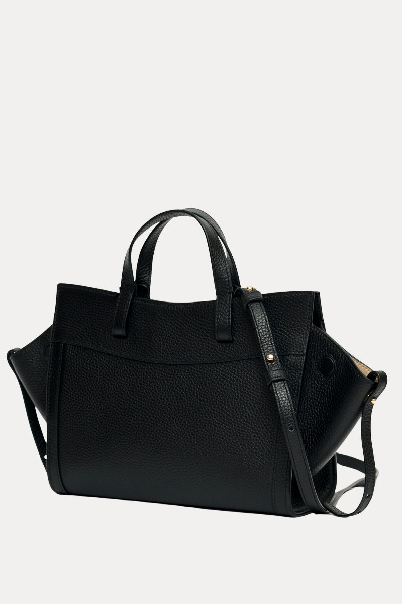 Mini Shopping Bag Black Leather