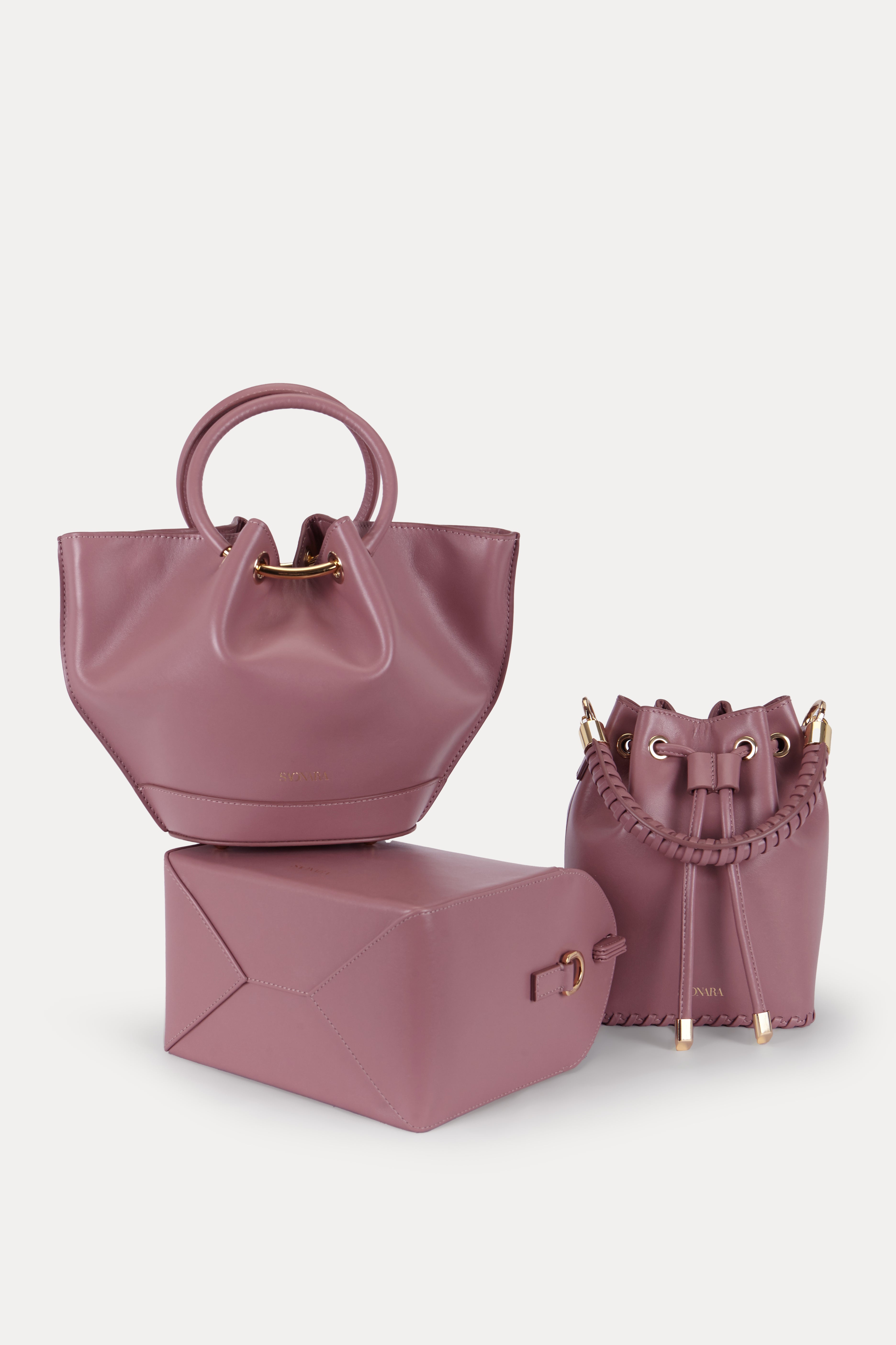 SAONARA MINI BUCKET BERRY LEATHER