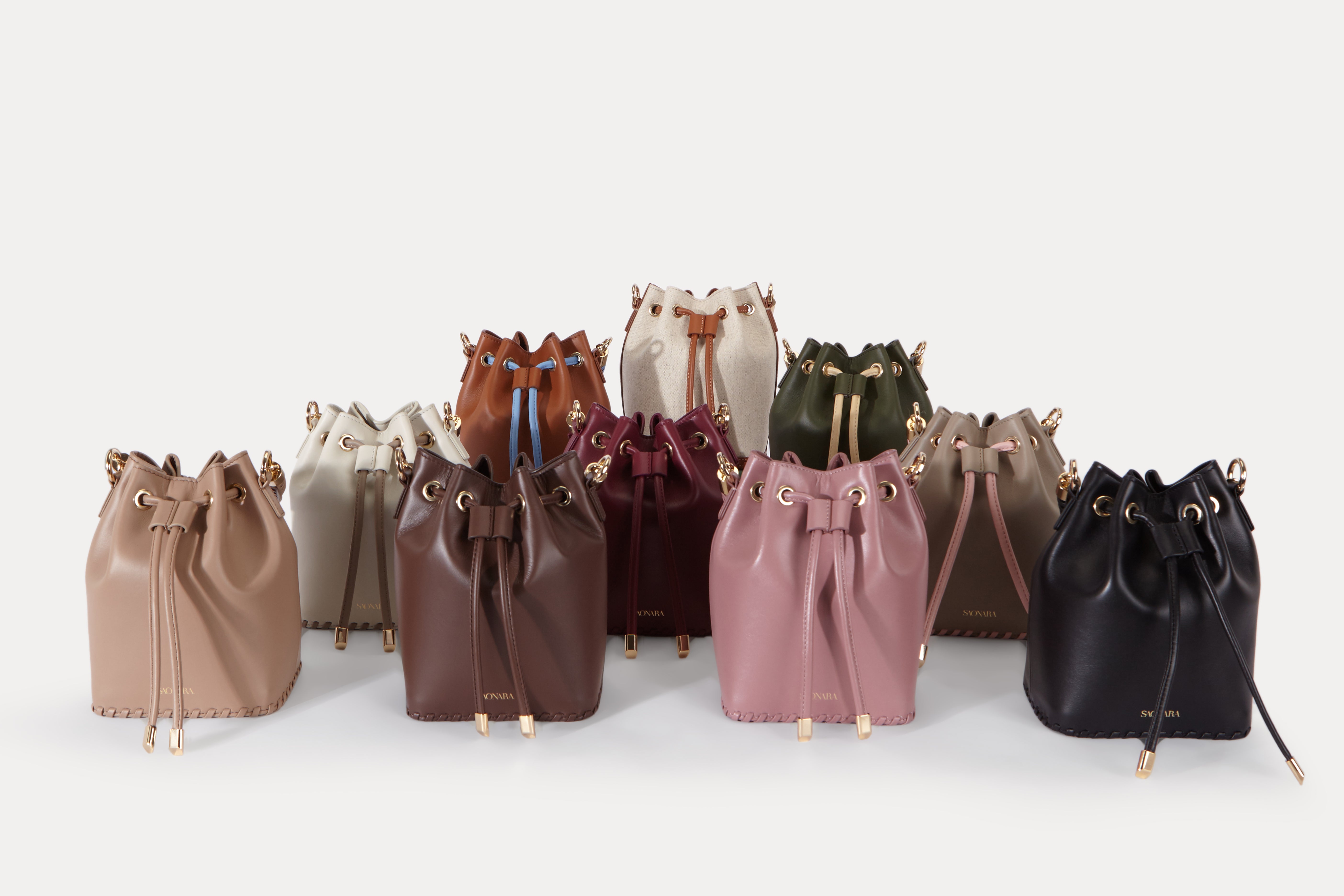 SAONARA MINI BUCKET CHOCOLAT LEATHER