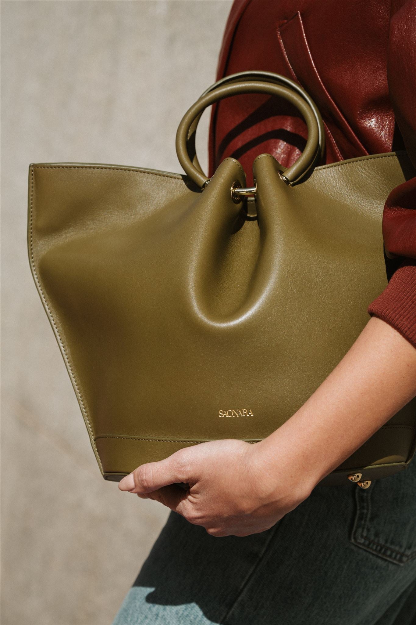Capazo Bag Khaki Leather
