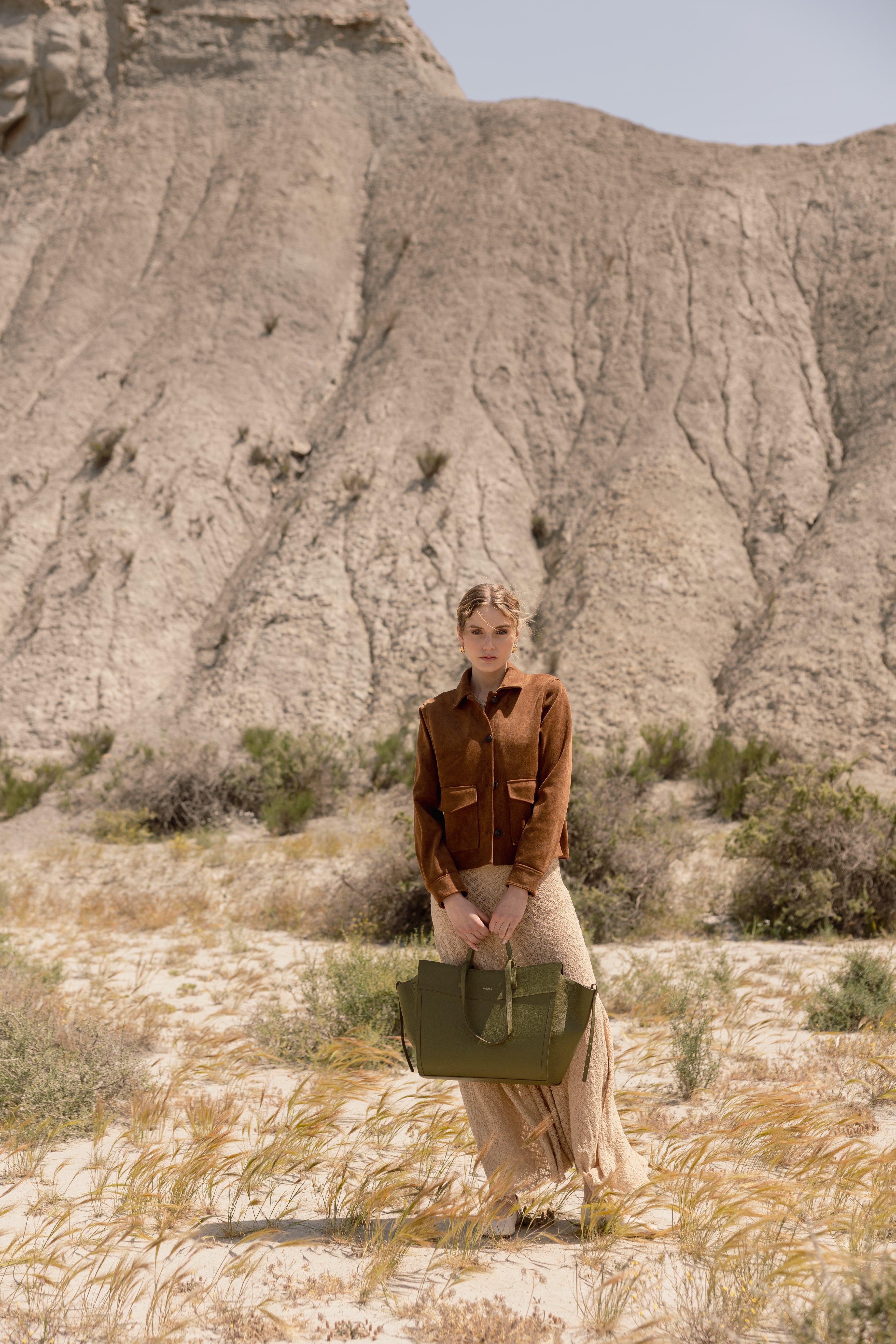 Shopping Bag Khaki Leather