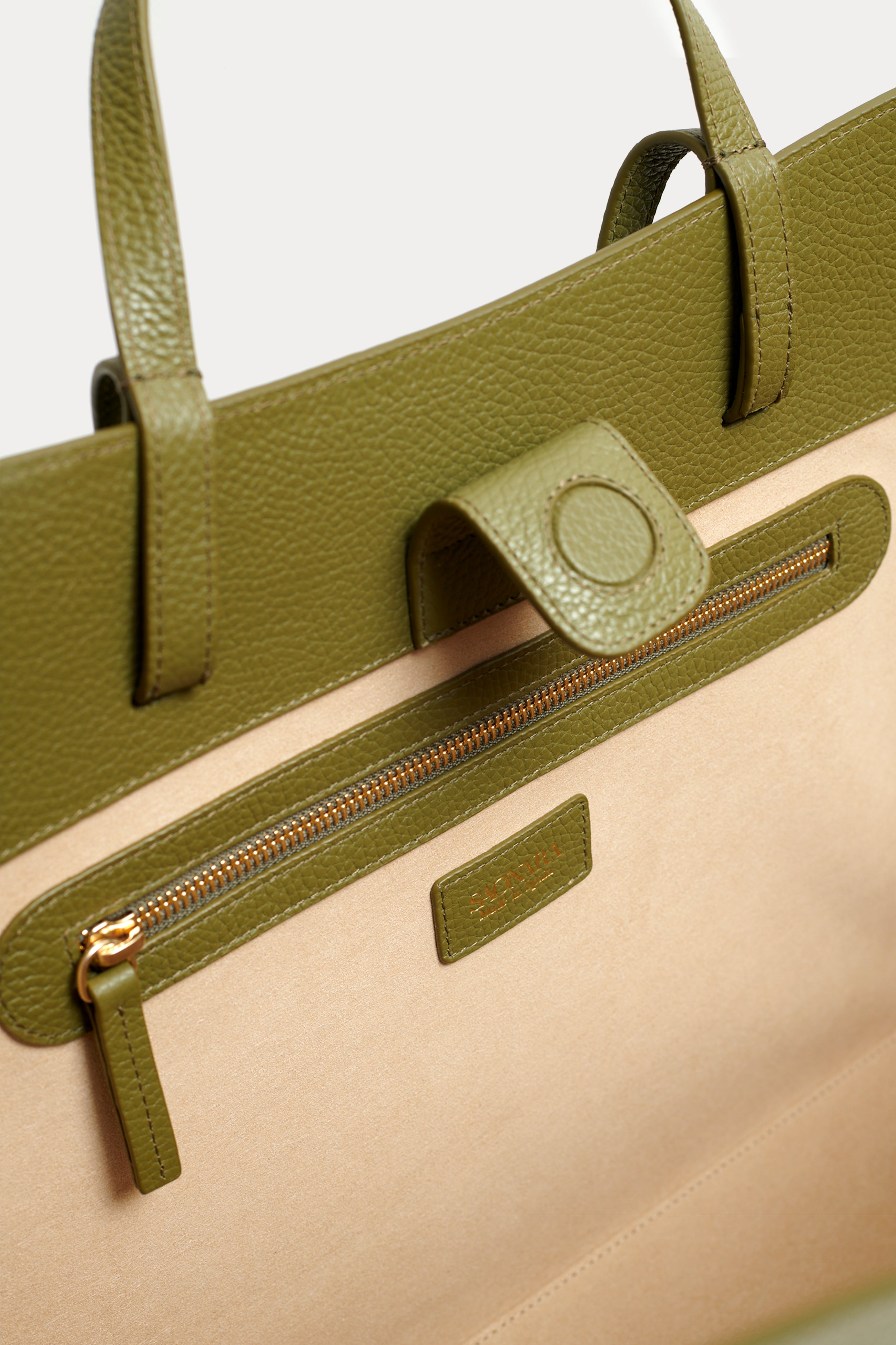 Shopping Bag Khaki Leather