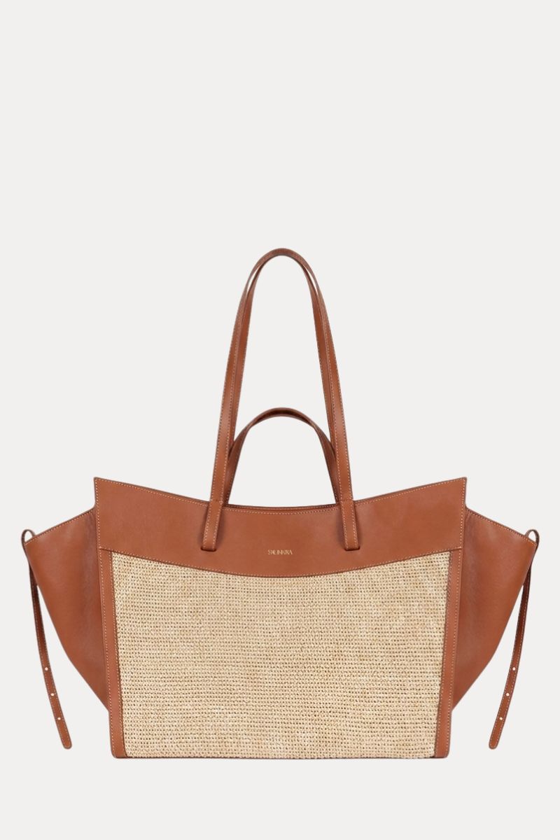Shopping Bag Caramel Raffia/Leather