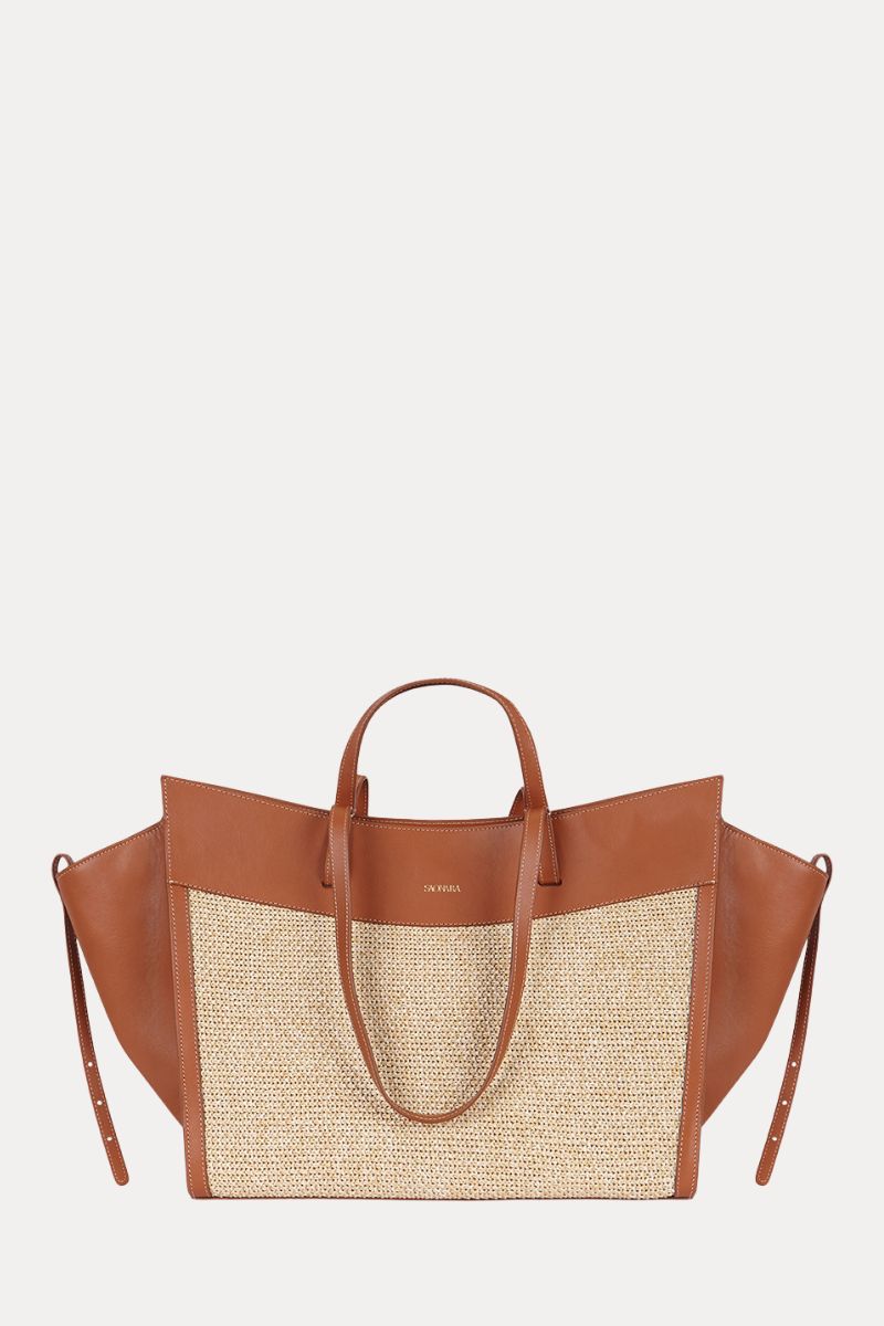 Shopping Bag Caramel Raffia/Leather