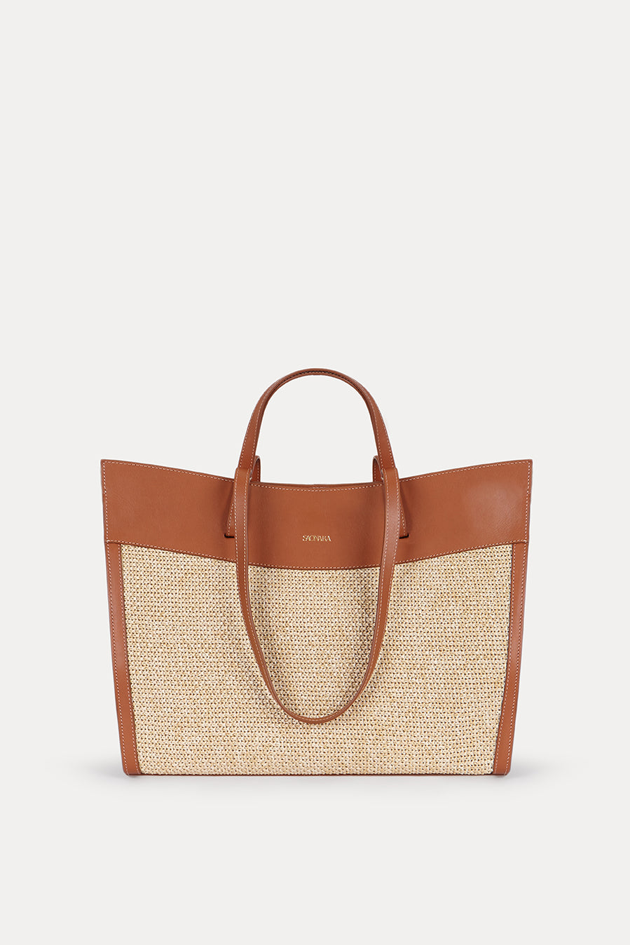 Shopping Bag Caramel Raffia/Leather