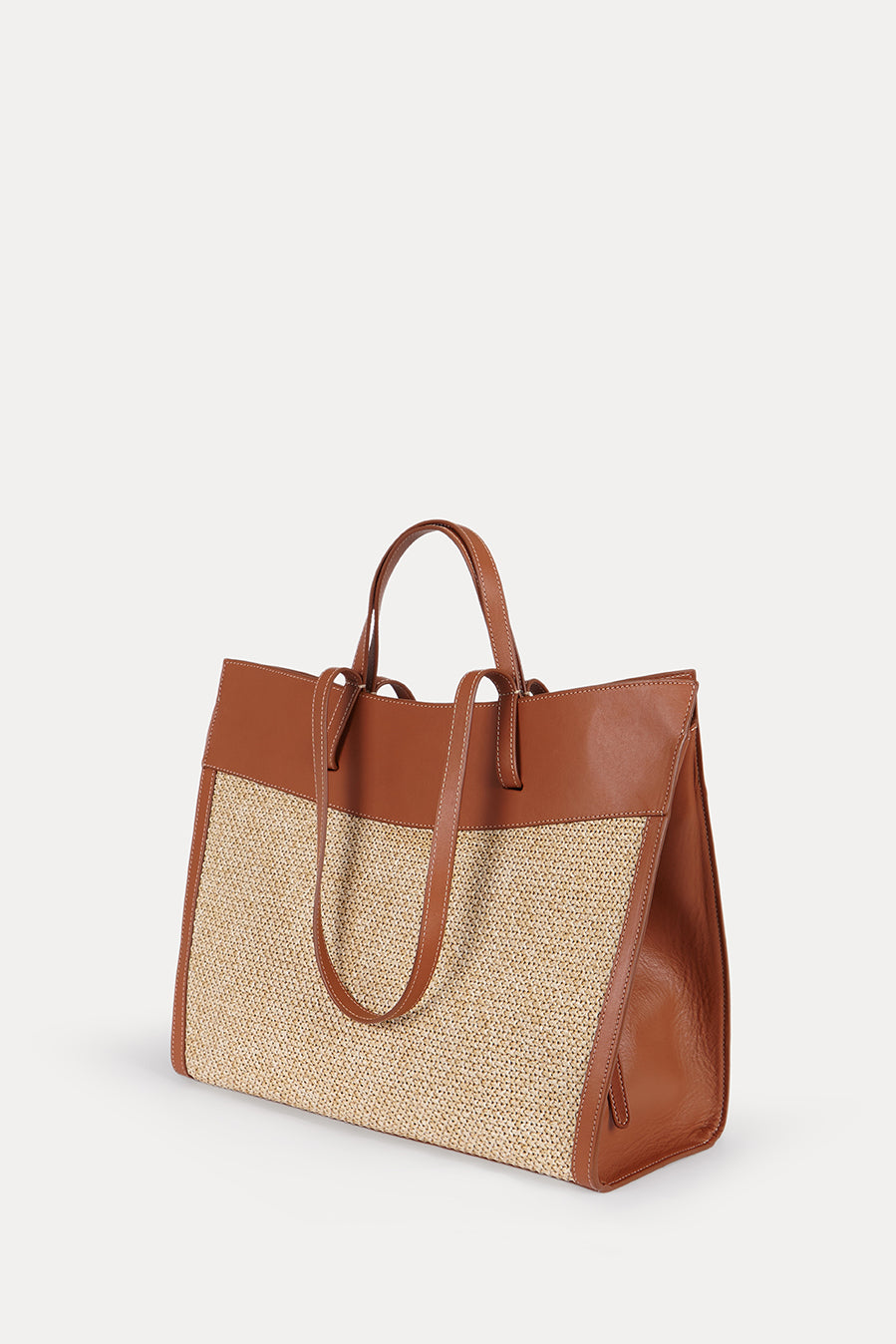 Shopping Bag Caramel Raffia/Leather
