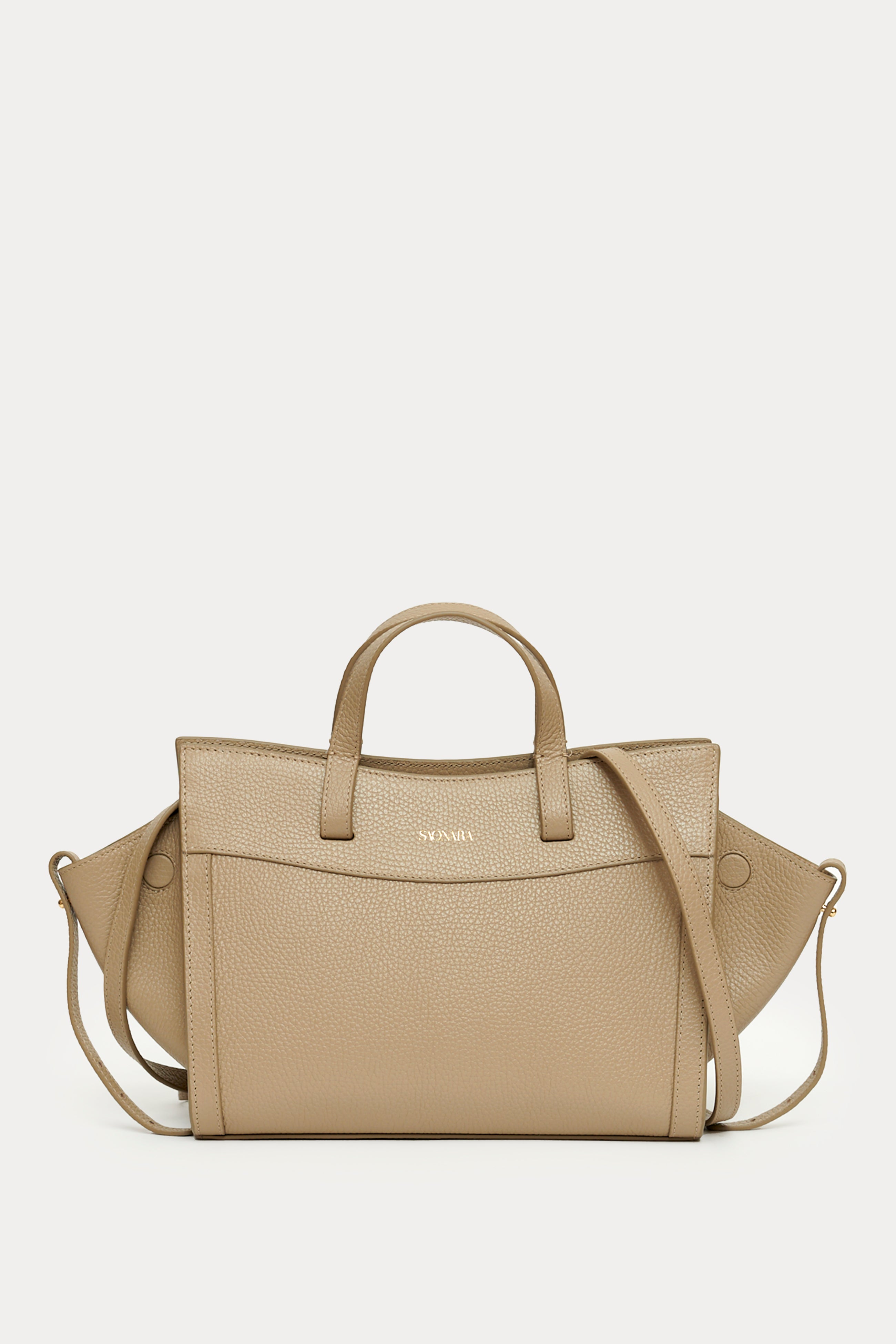 Mini Shopping Bag Taupe Leather