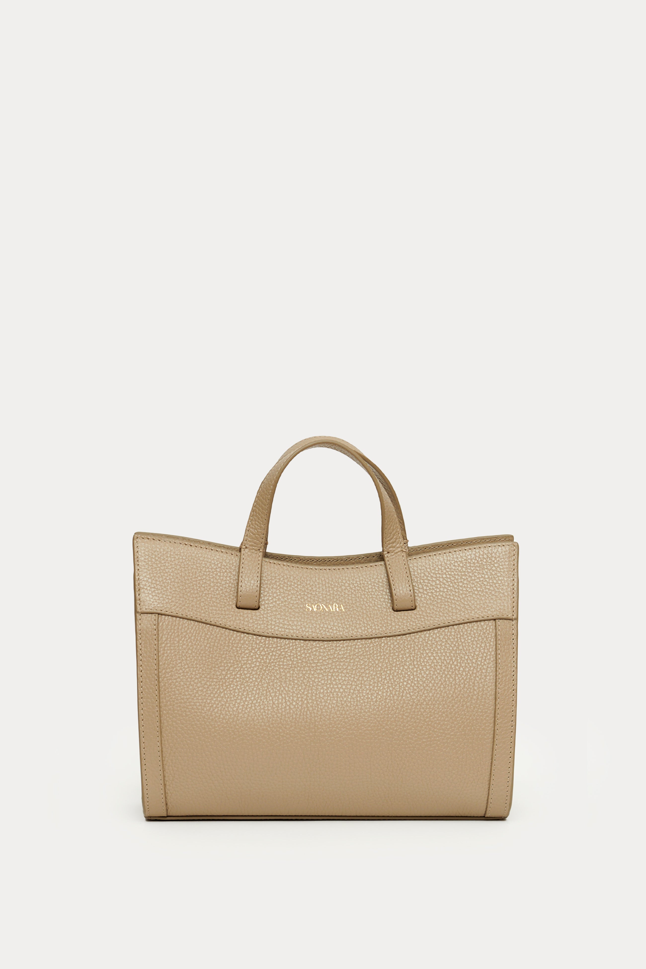 Mini Shopping Bag Taupe Leather