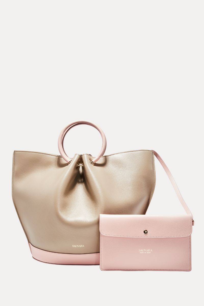 Capazo Bag Taupe/Peony Leather