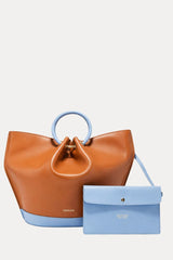 Capazo Bag Caramel/Blue Sky Leather