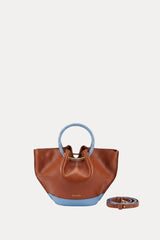 Mini Capazo Bag Caramel/Blue Sky Leather