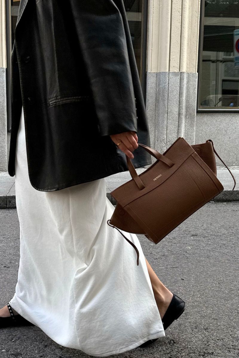 Mini Shopping Bag Chestnut Leather