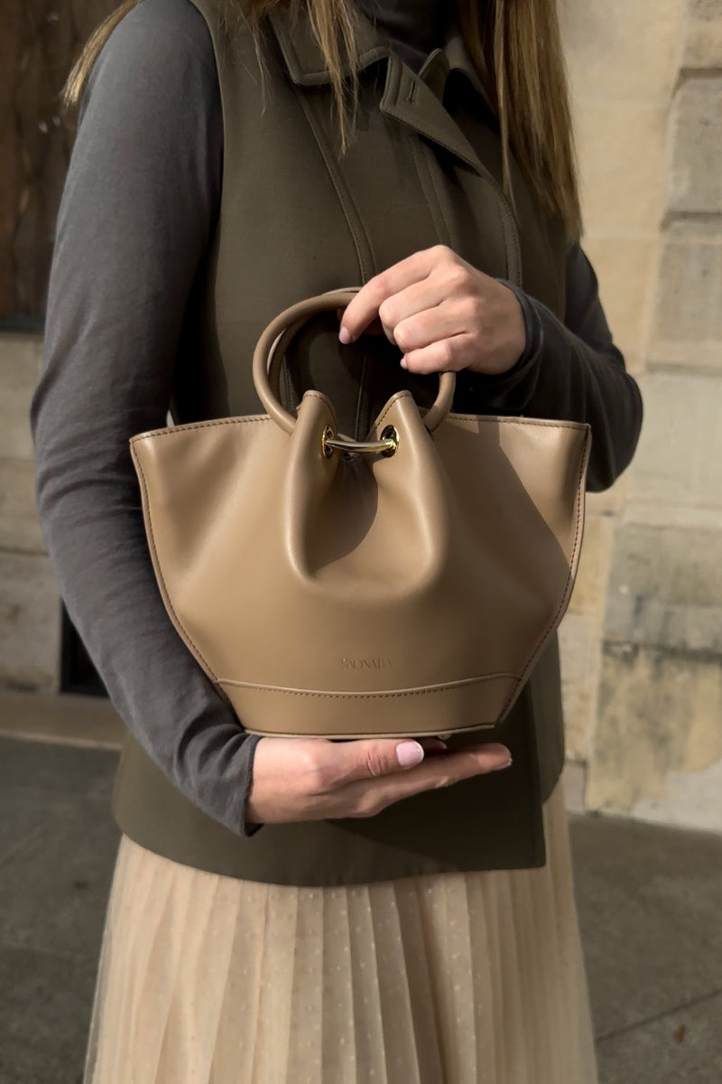 Mini Capazo Bag Moka Leather