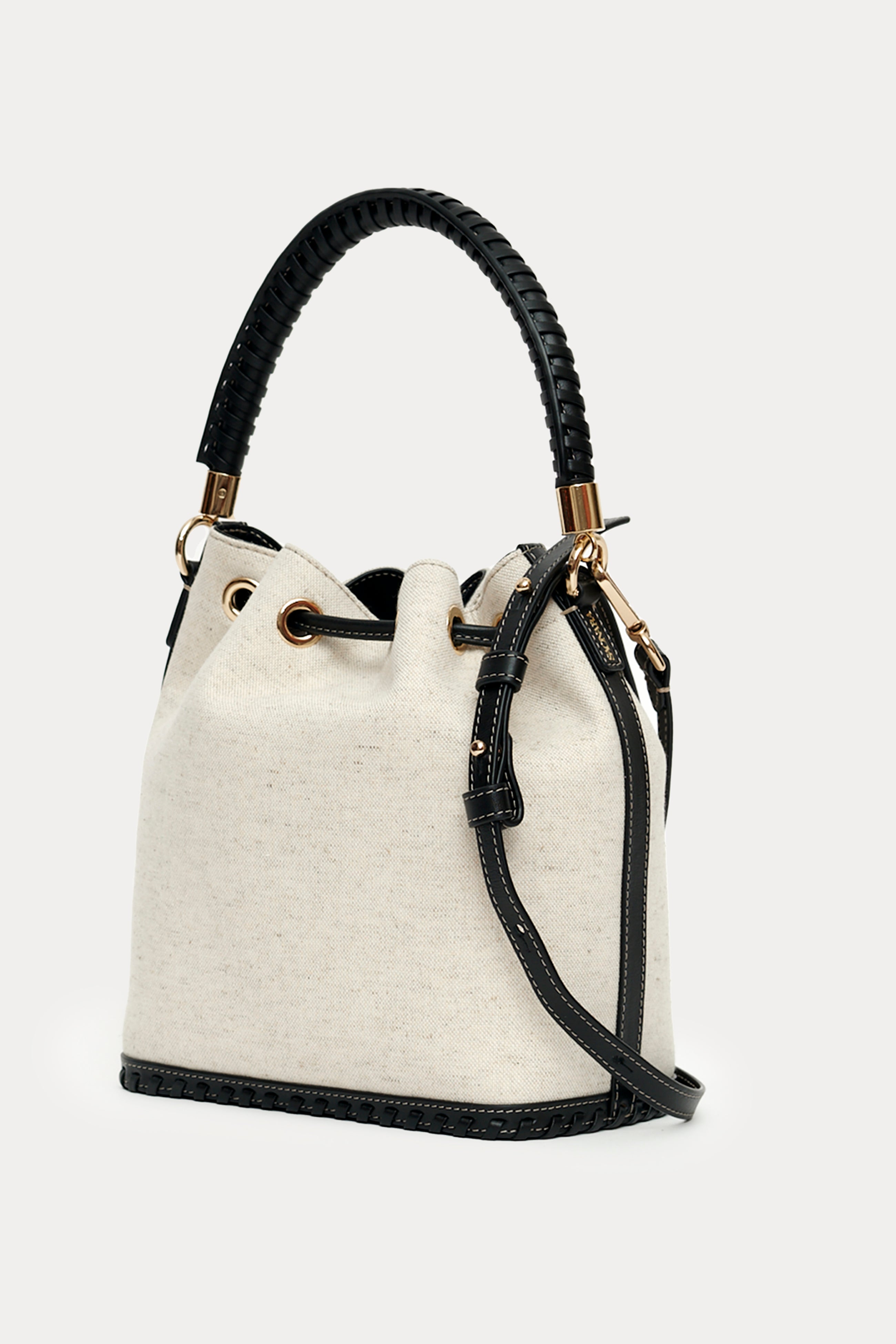 SAONARA BUCKET LINEN/CARAMEL LEATHER